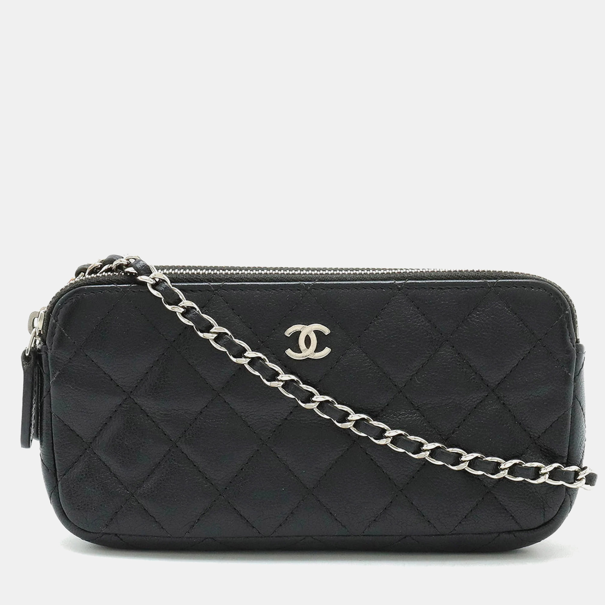 

Chanel Black Caviar Double Zip Wallet On Chain