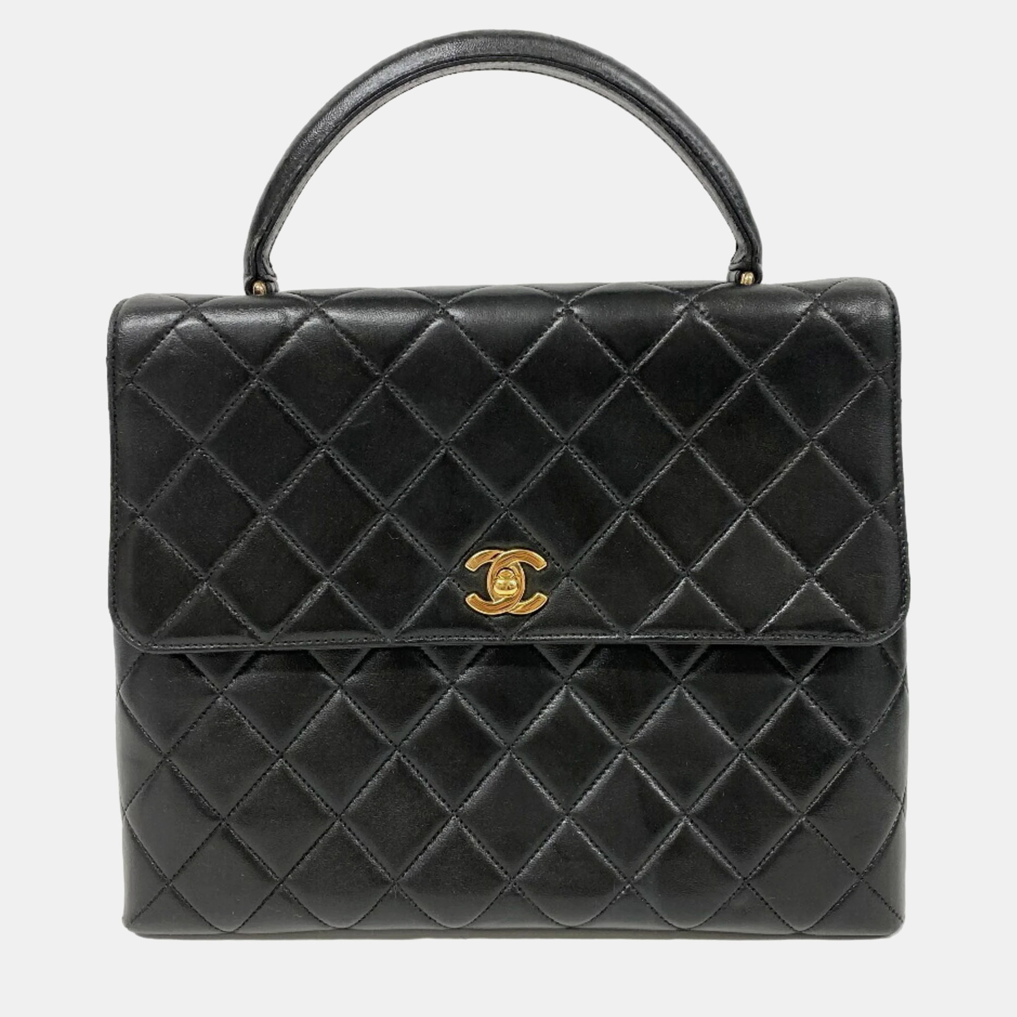 

Chanel Black Quilted Leather Kelly Top Handle Bag