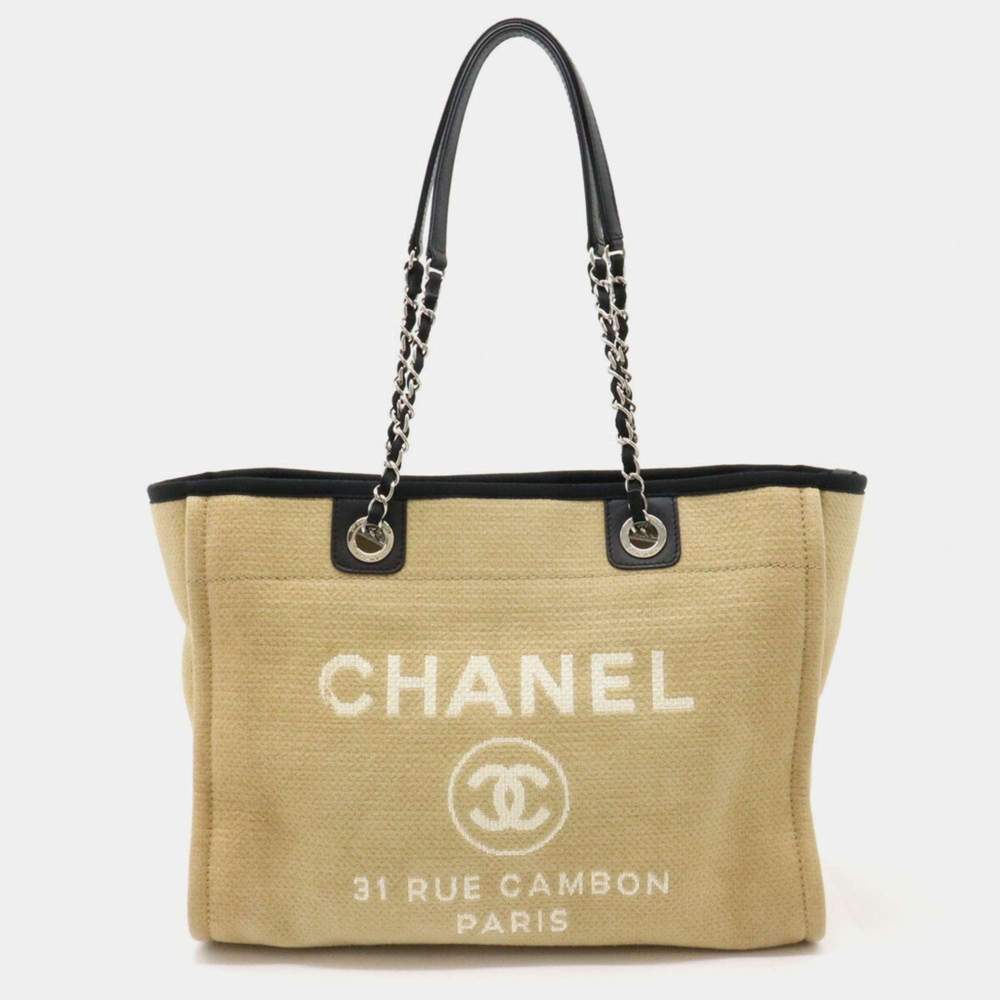 

Chanel Beige/Black Canvas Medium Deauville Tote Bag