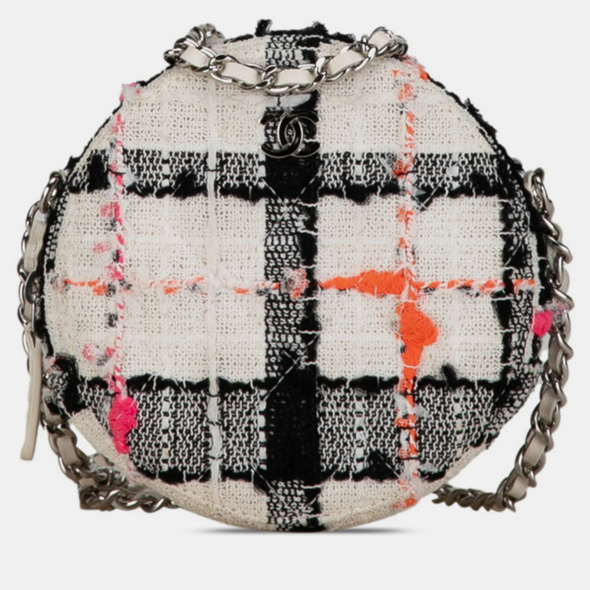 

Chanel White Tweed CC Round Crossbody Bag
