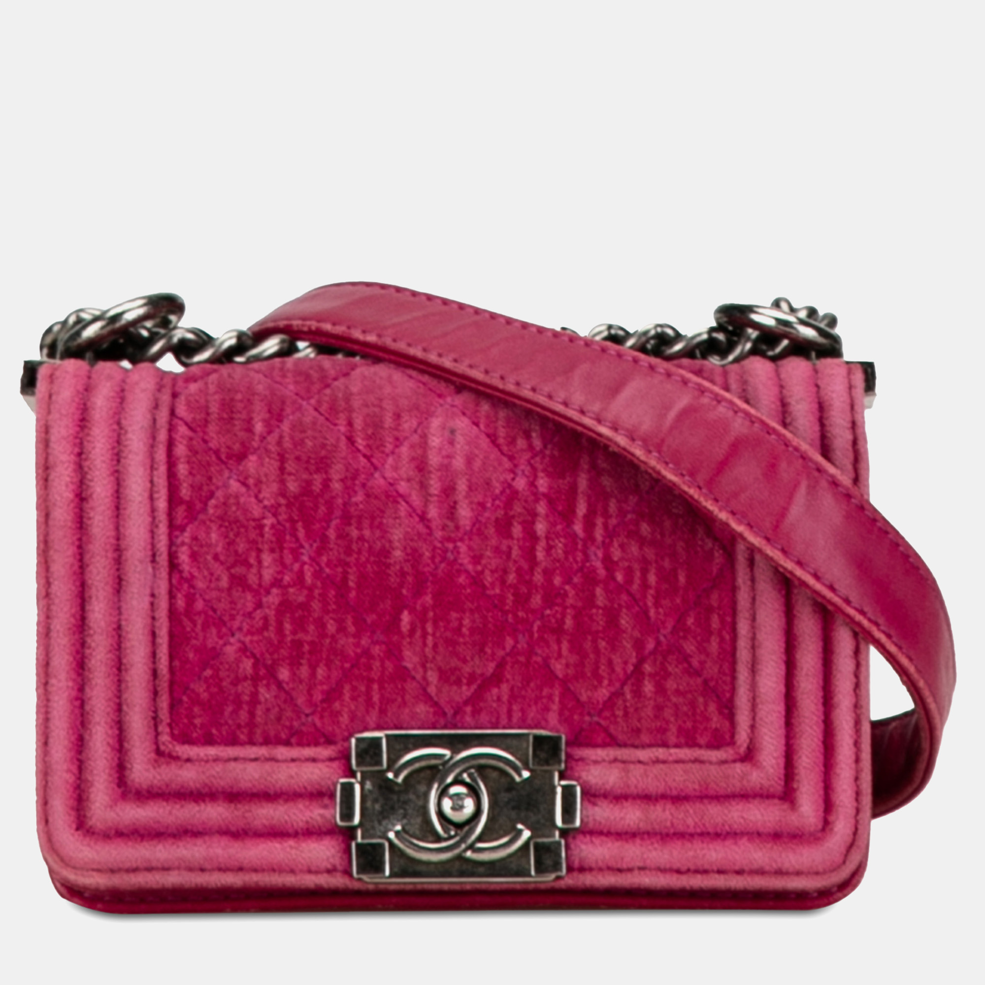 

Chanel Mini Velvet Boy Flap, Pink