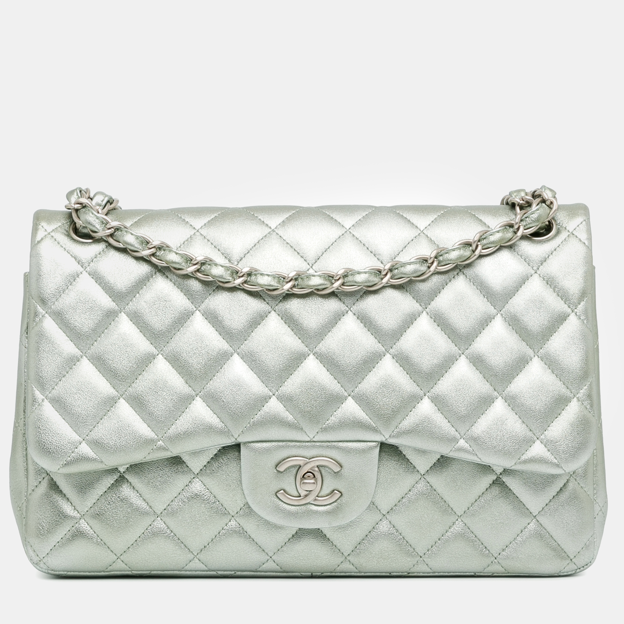 

Chanel Jumbo Classic Lambskin Double Flap, Silver