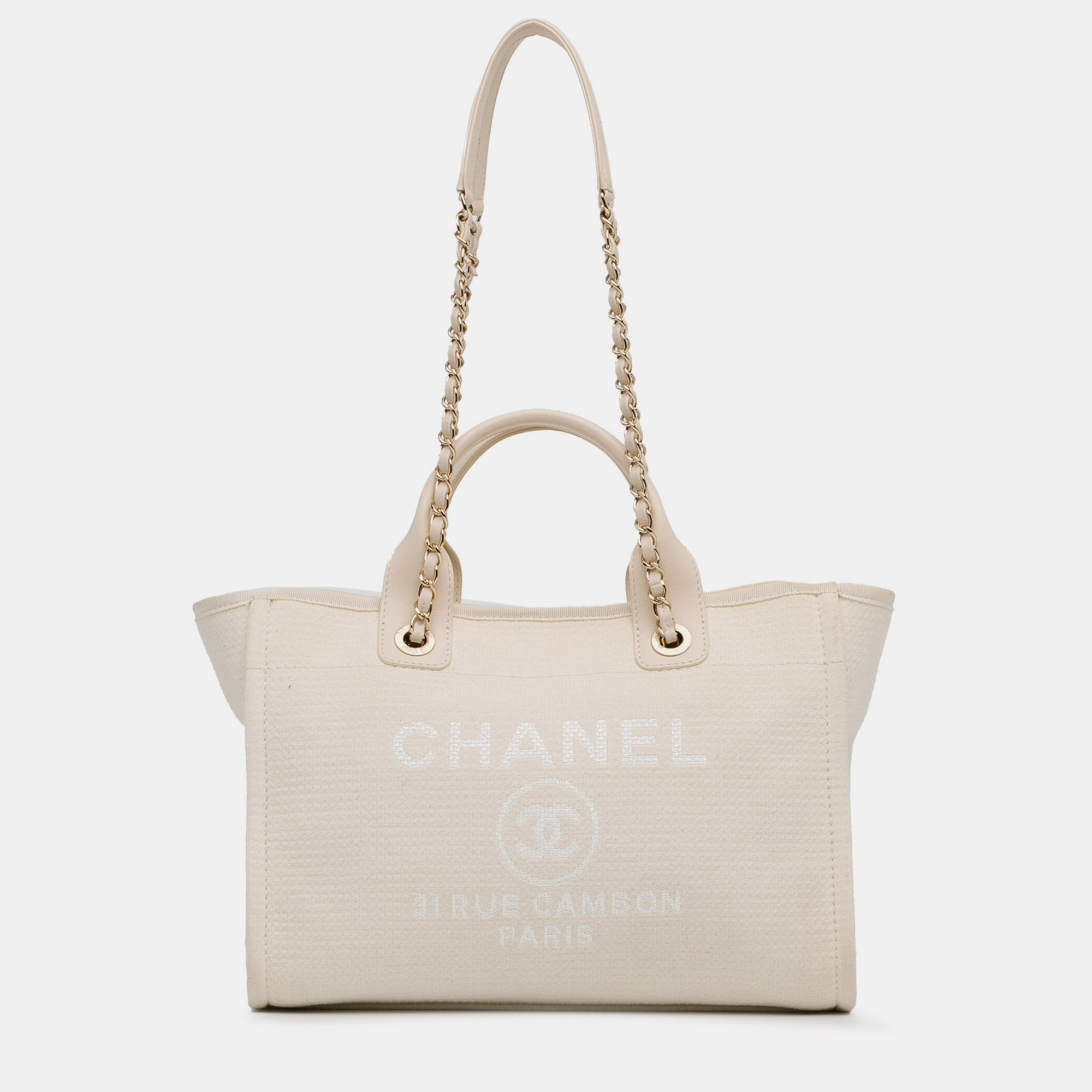 

Chanel Small Mixed Fibers Deauville Tote, White