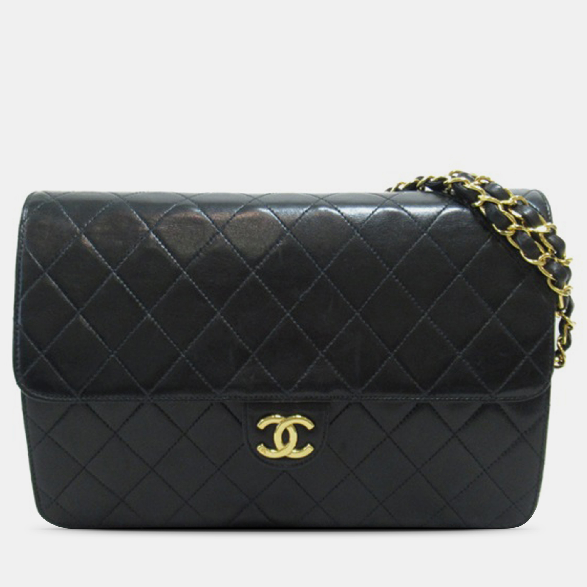 

Chanel CC Quilted Lambskin Single Flap, Black