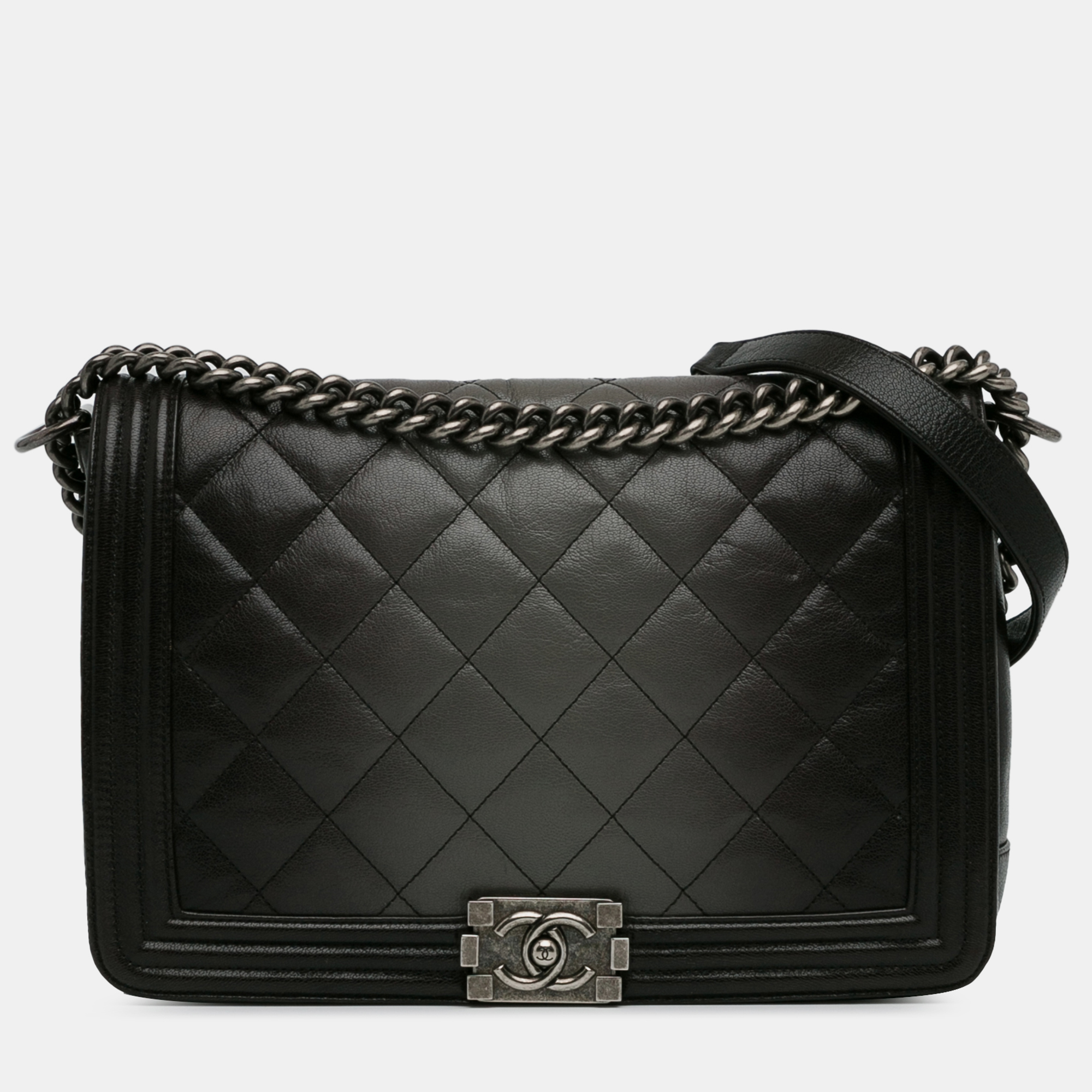 

Chanel Large Ombre Calfskin Boy Flap, Black