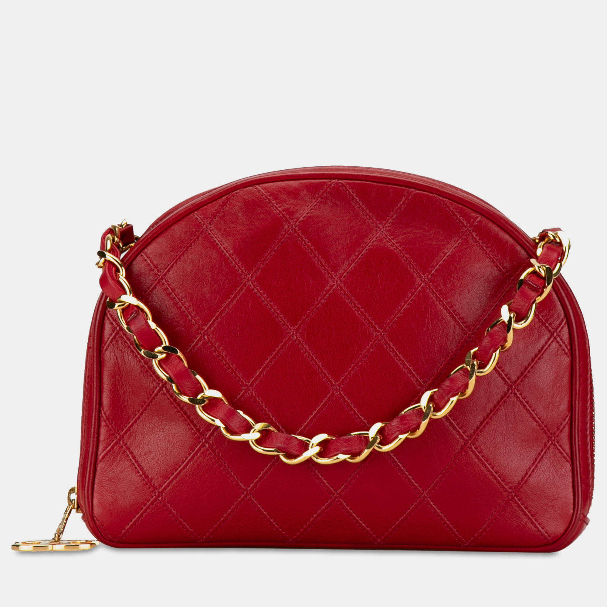 

Chanel Quilted Calfskin Chain Handbag, Red