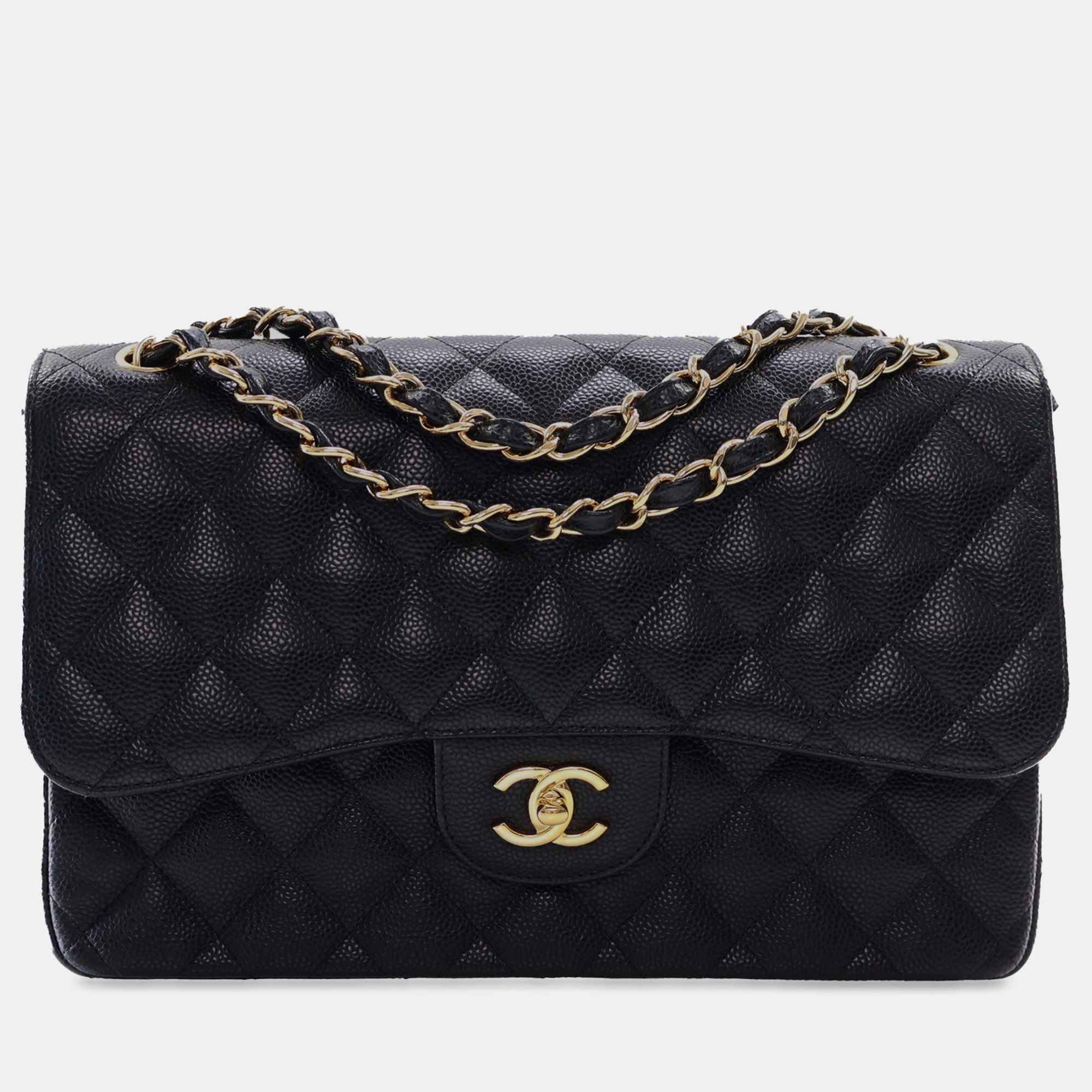 

Chanel Jumbo Classic Caviar Double Flap Bag, Black