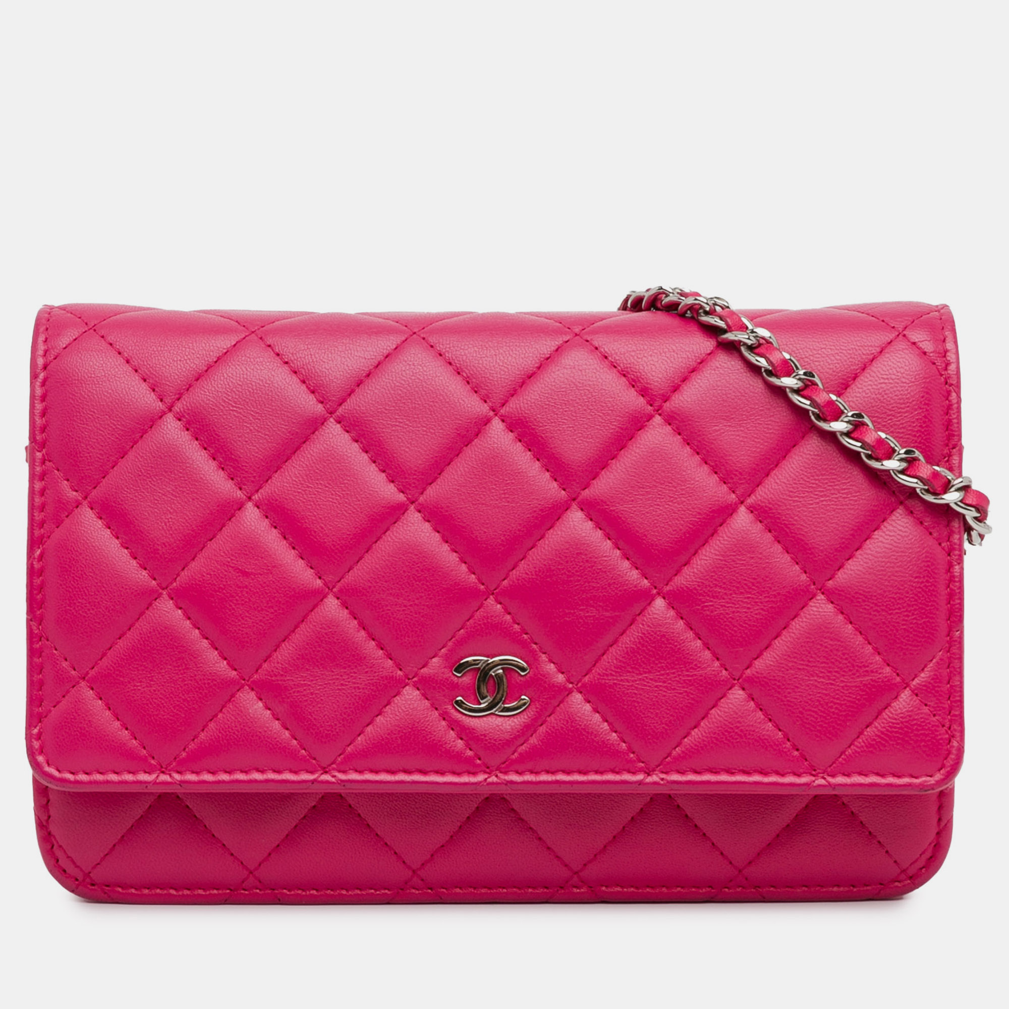 

Chanel Classic Lambskin Wallet on Chain, Pink