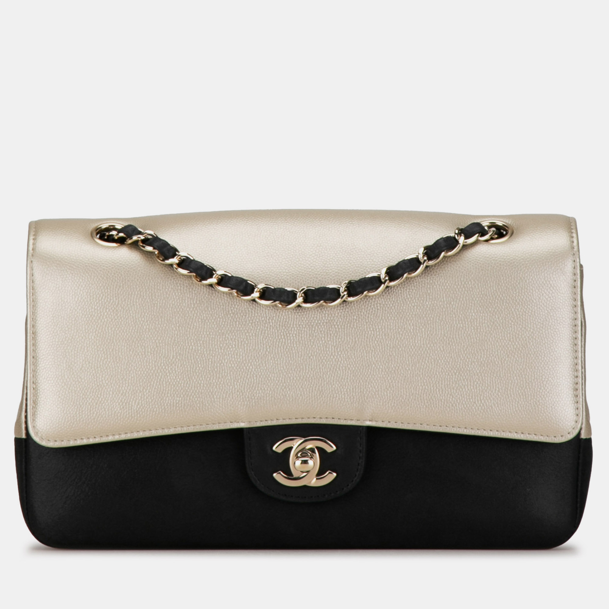 

Chanel Medium Classic Bicolor Caviar Double Flap Bag, Multicolor