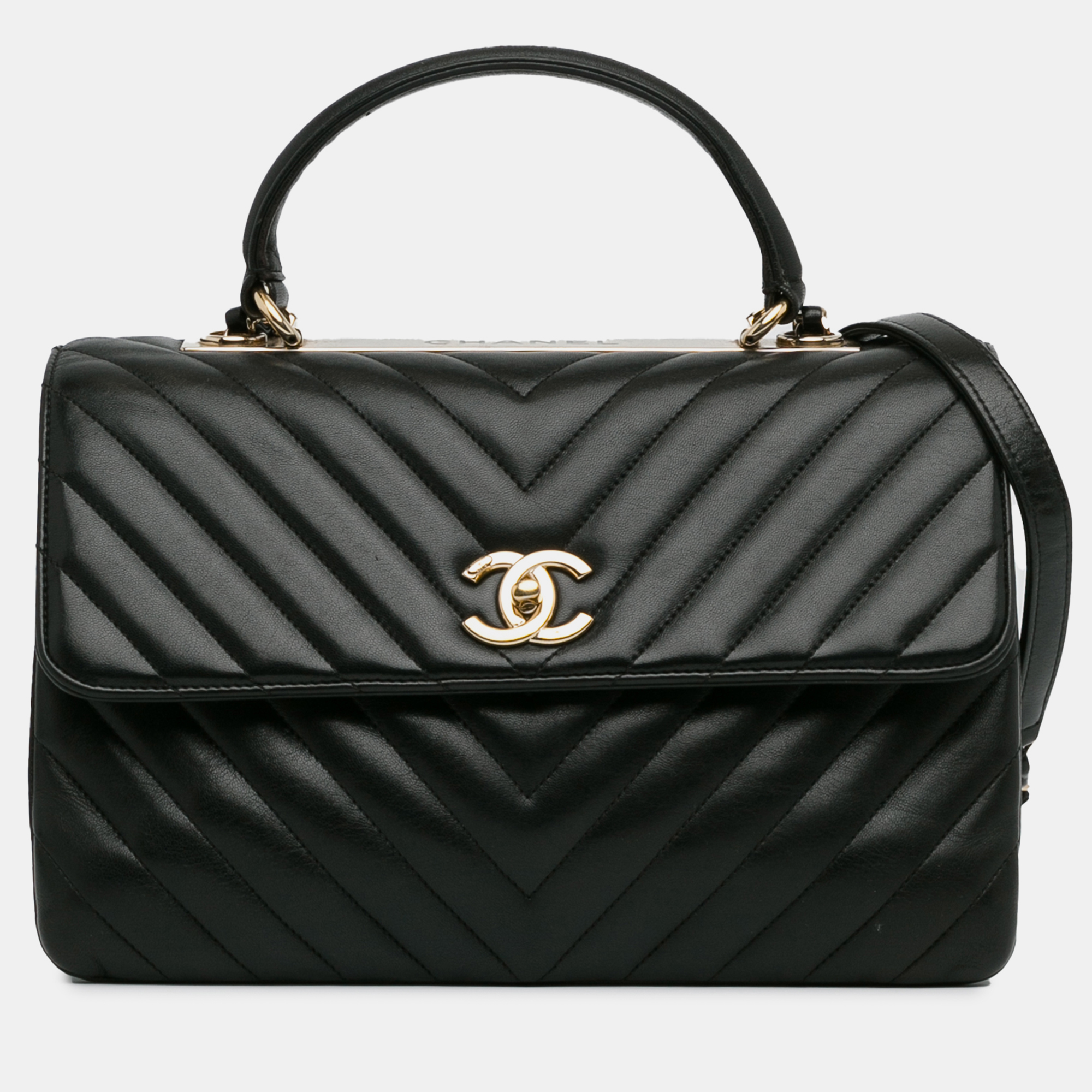 

Chanel Medium CC Chevron Lambskin Trendy Flap Bag, Black