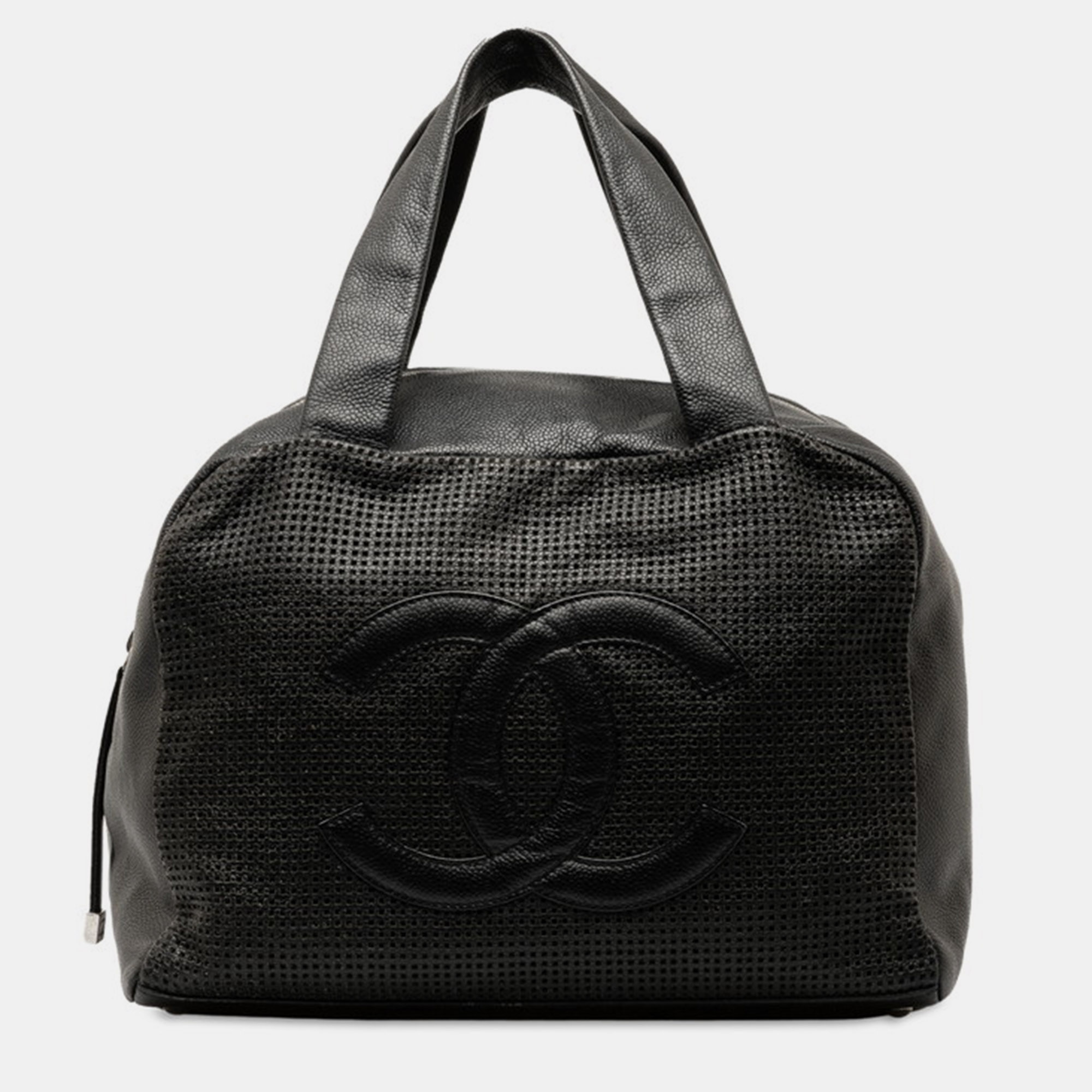 

Chanel Black Leather CC Perforated Bowler Bag