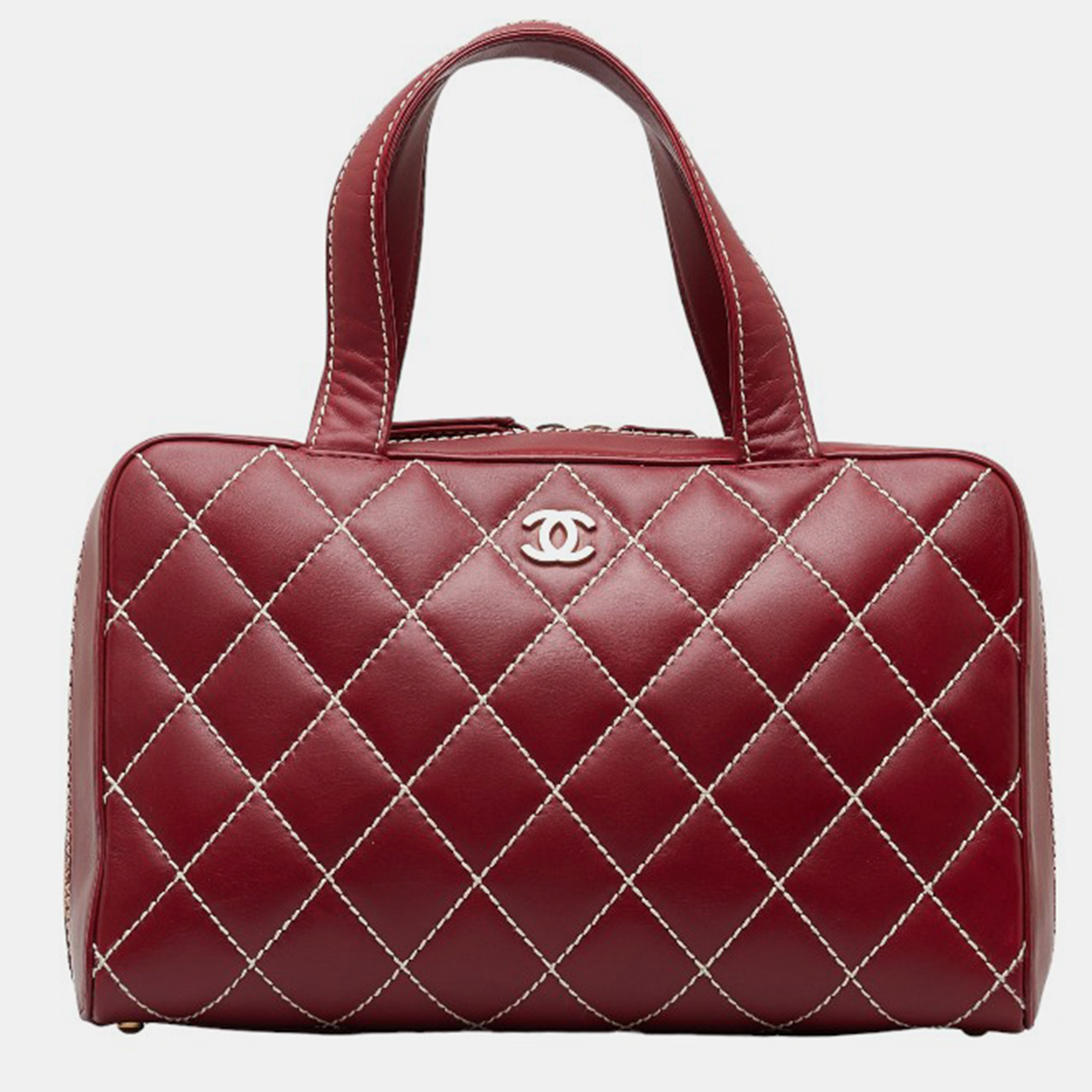 

Chanel Red Leather CC Wild Stitch Mini Boston Bag