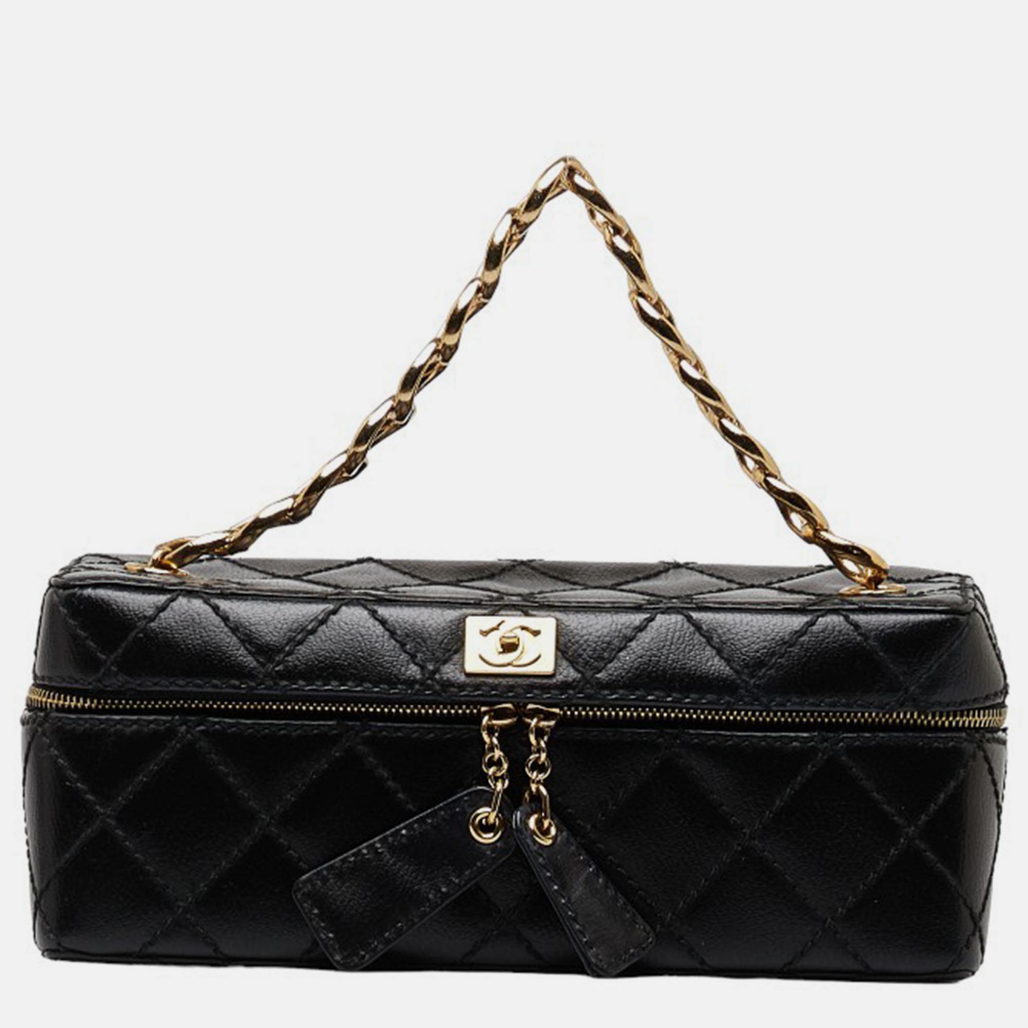 

Chanel Black Leather Quilted Leather Chain Vanity Bag
