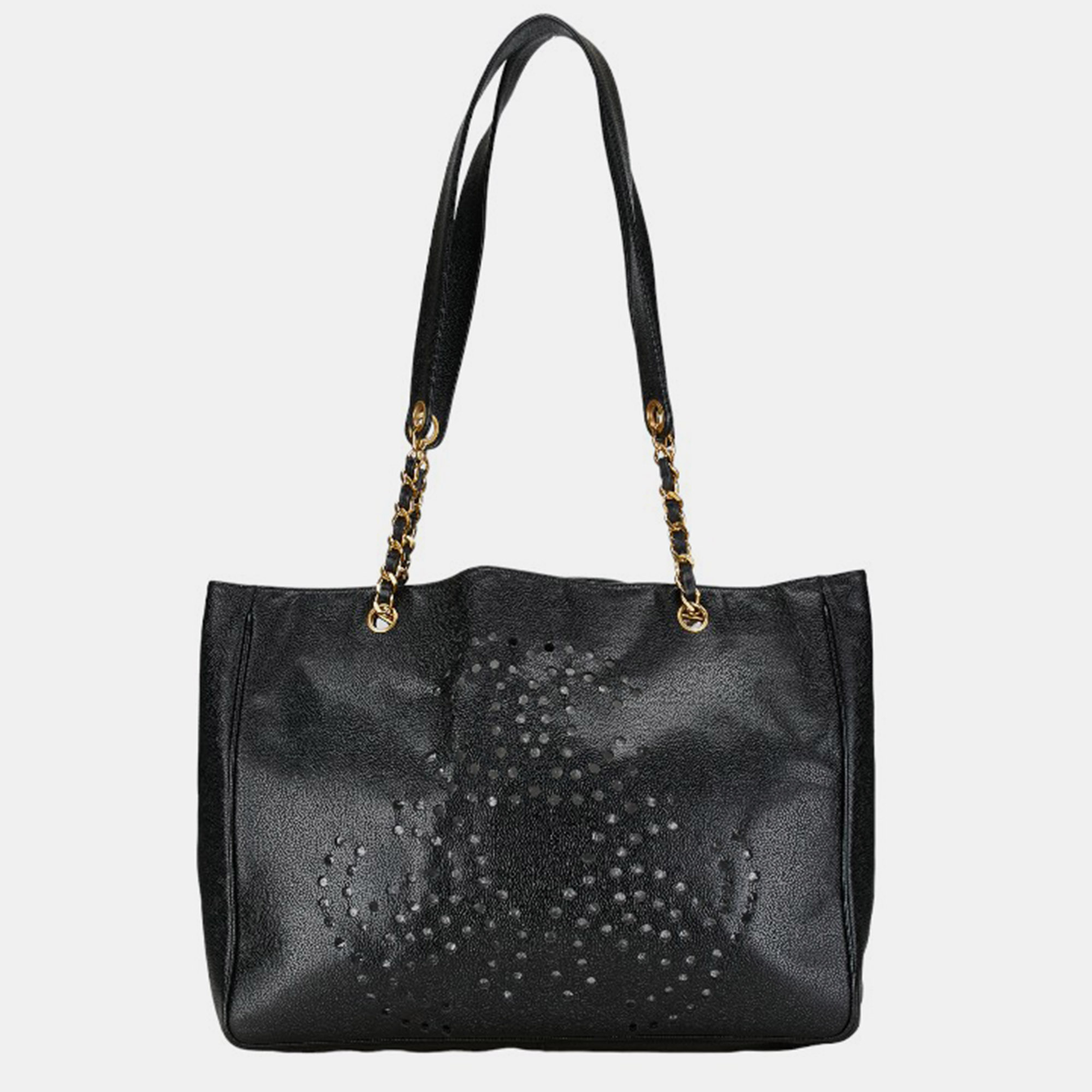 

Chanel Black Caviar Leather Chain Tote Bag