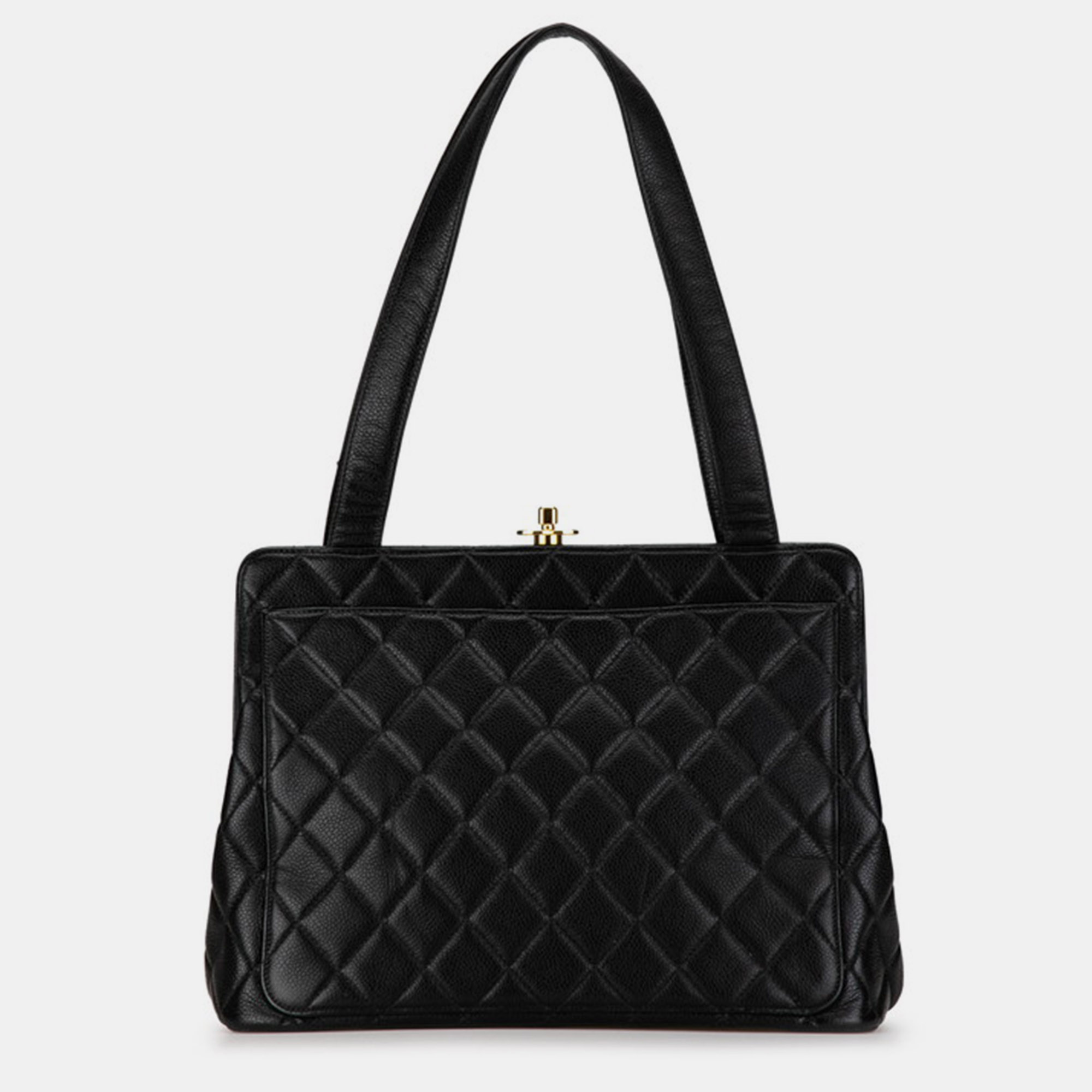 Pre-owned Chanel Black Quilted Caviar Leather Tote Bag