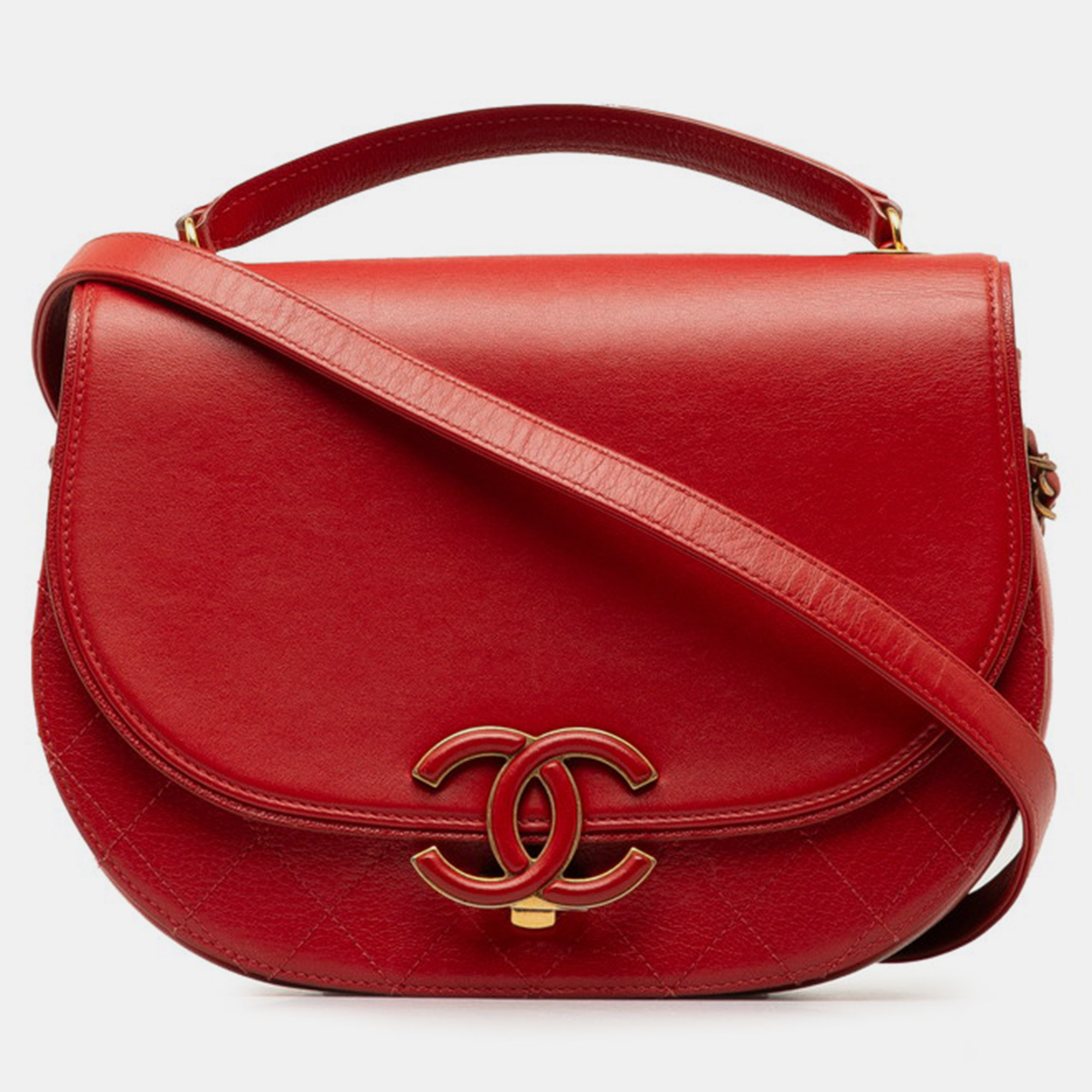 

Chanel Red Quilted Leather Coco Curve Crossbody Bag