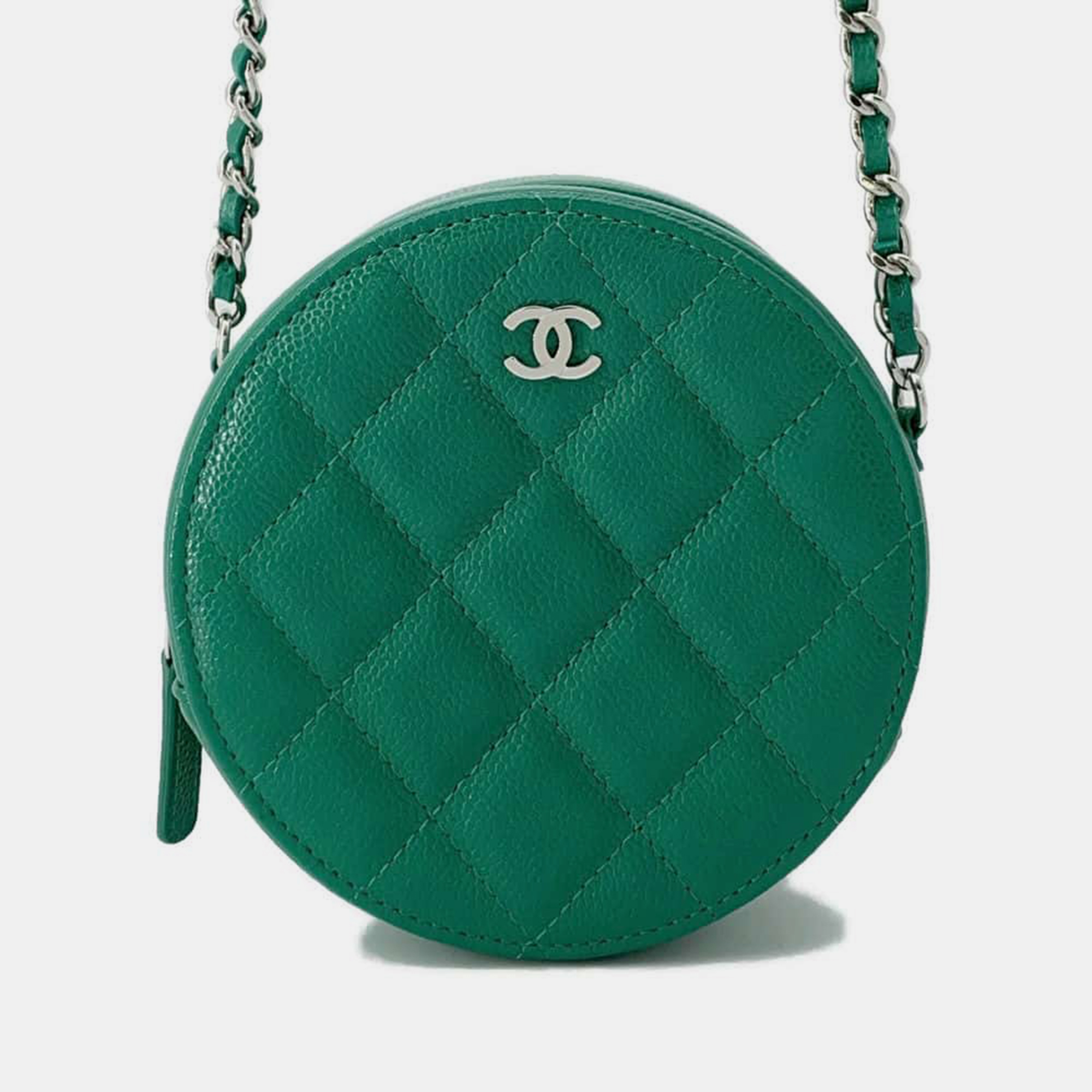 

Chanel Green Caviar Leather Round Chain Shoulder Bag