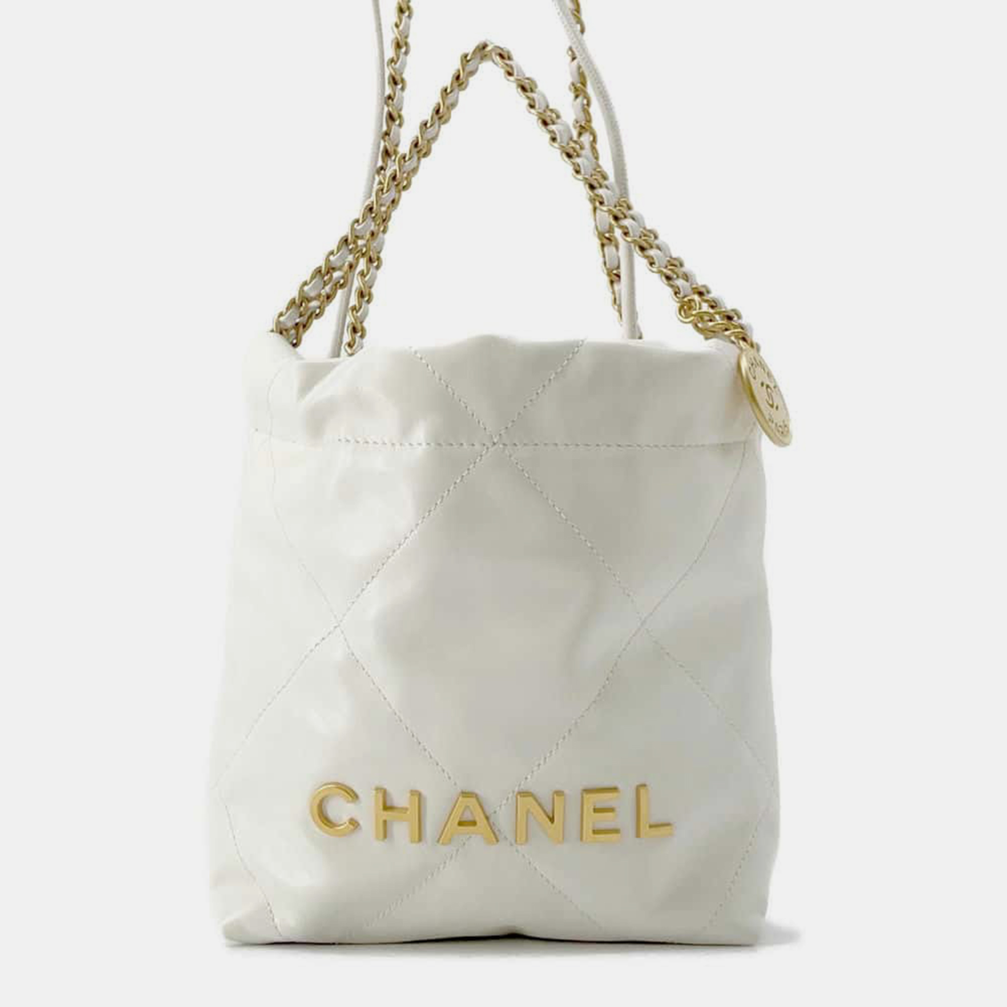 

Chanel White Leather Mini 22 Bag