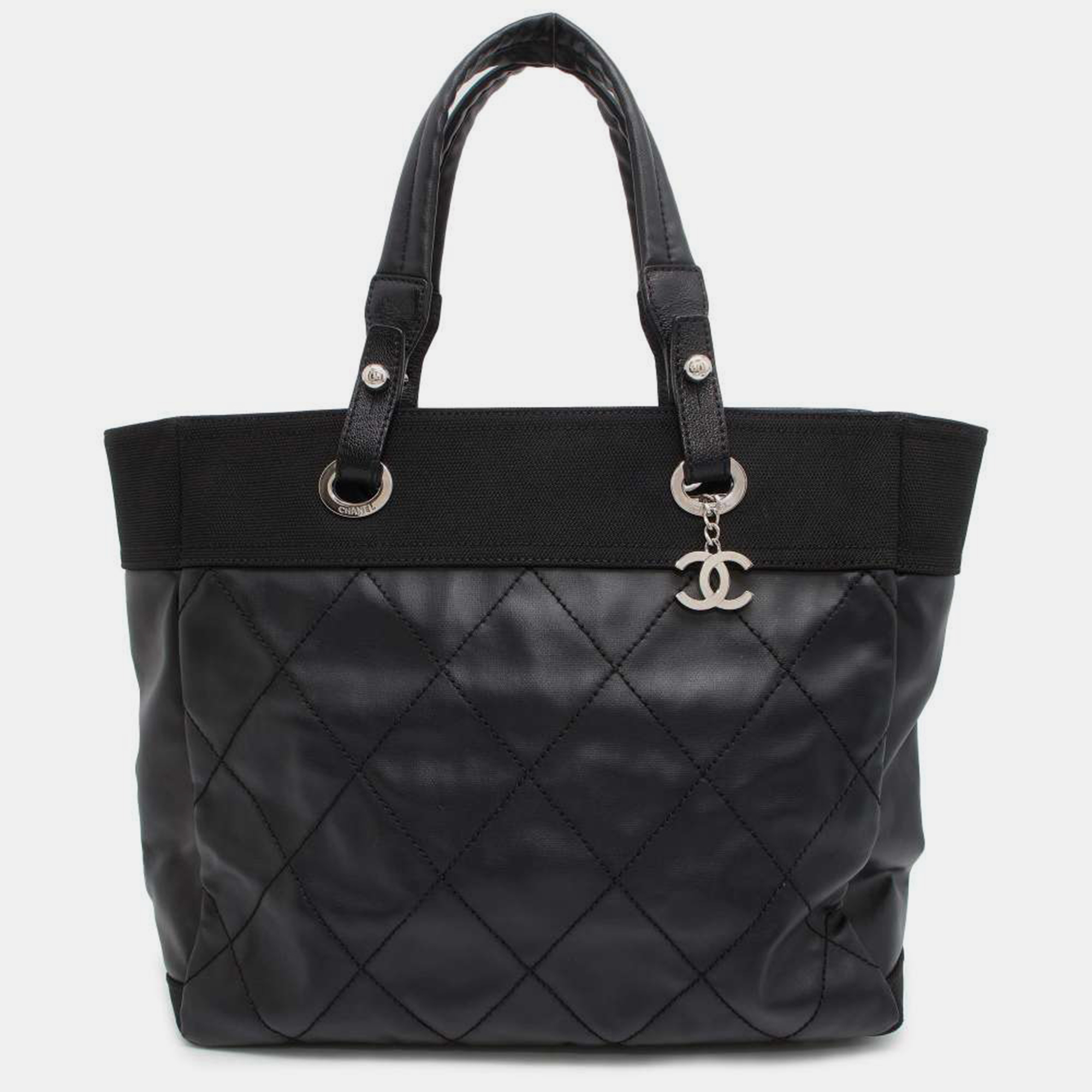 

Chanel Black Leather Paris-Biarritz MM Tote Bag