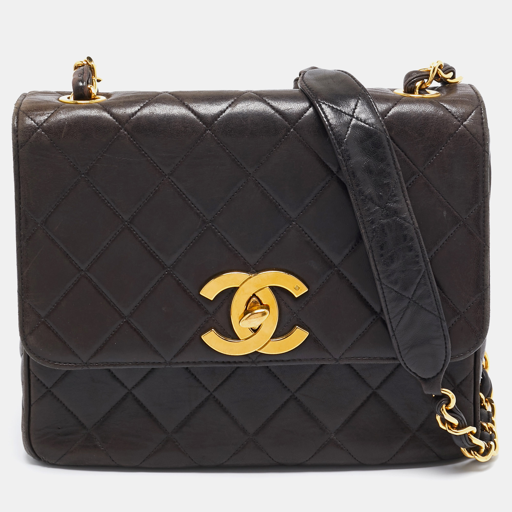 

Chanel Black Quilted Leather CC Square Flap Chain Bag