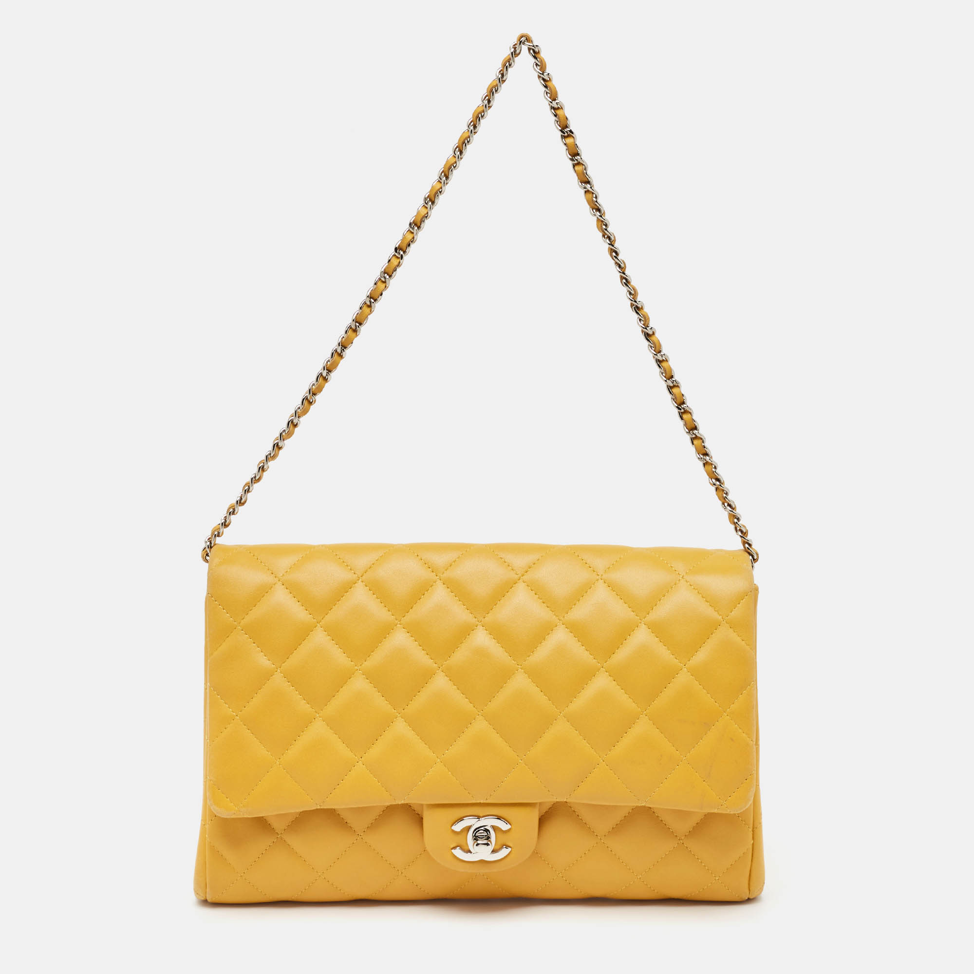 

Chanel Mustard Quilted Leather CC Flap Bag, Yellow