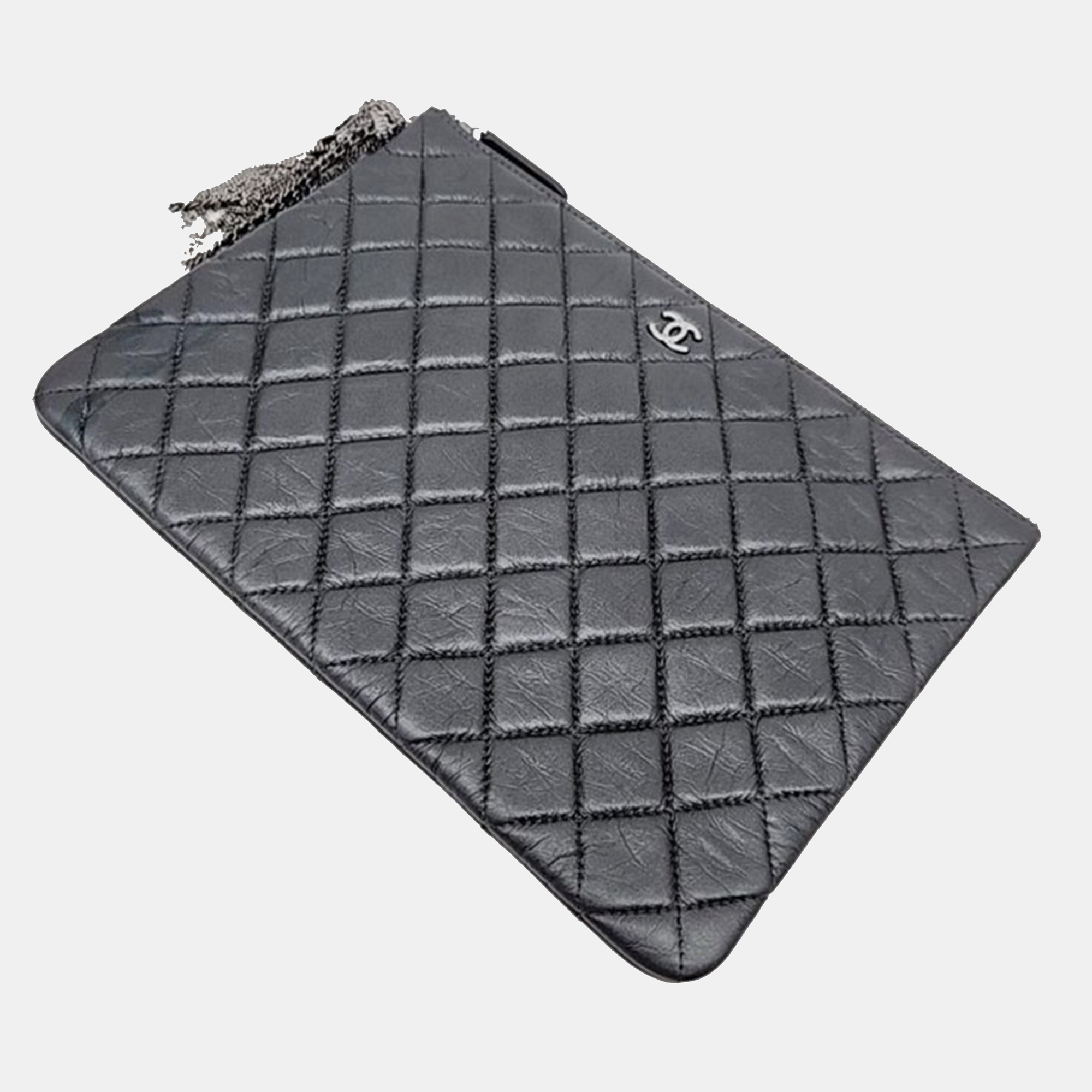 Chanel Silver leather Clutch Bag 
