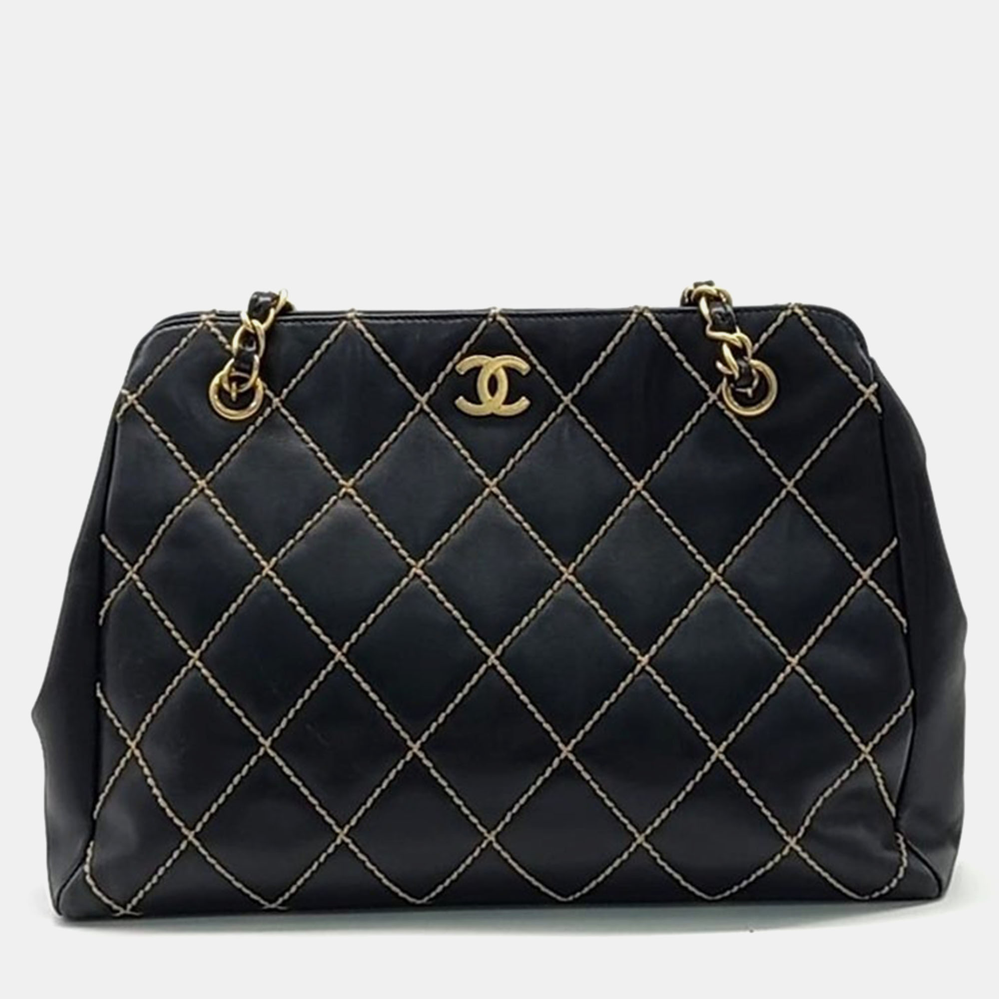 

Chanel Black Calfskin Wild Stitch Shoulder Bag
