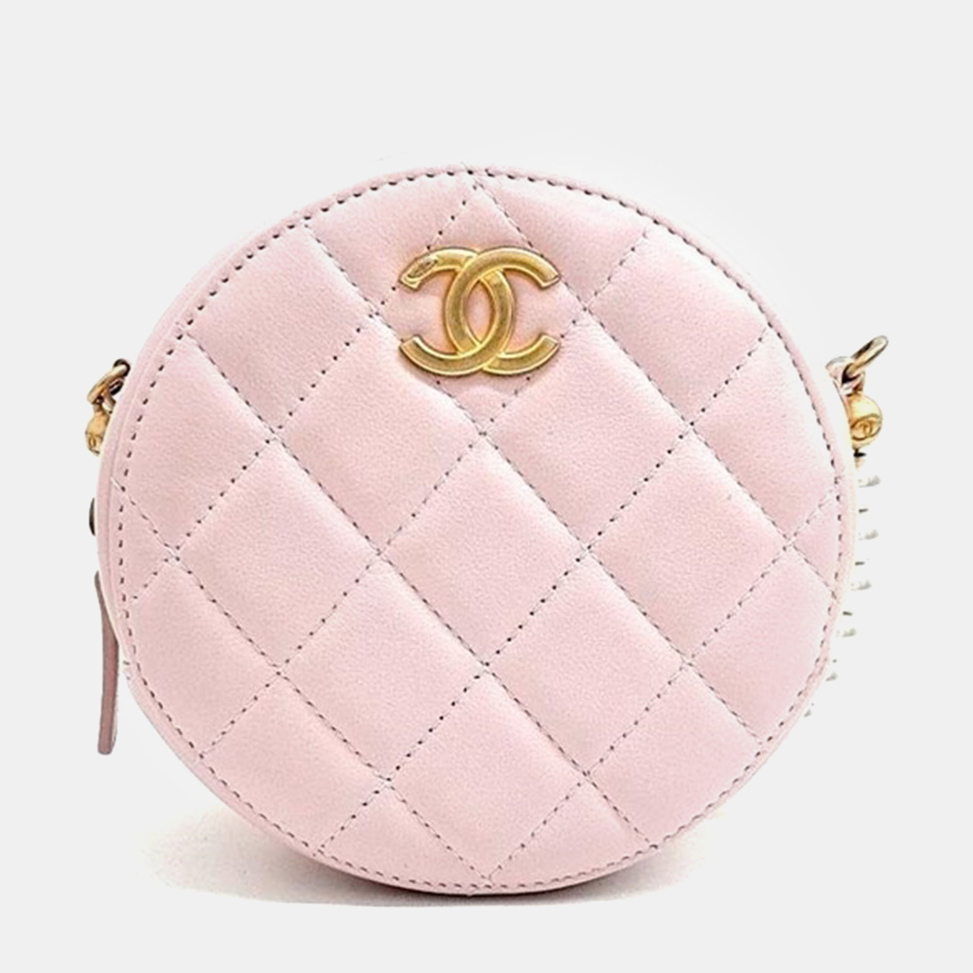 

Chanel pearl round mini cross bag, Pink