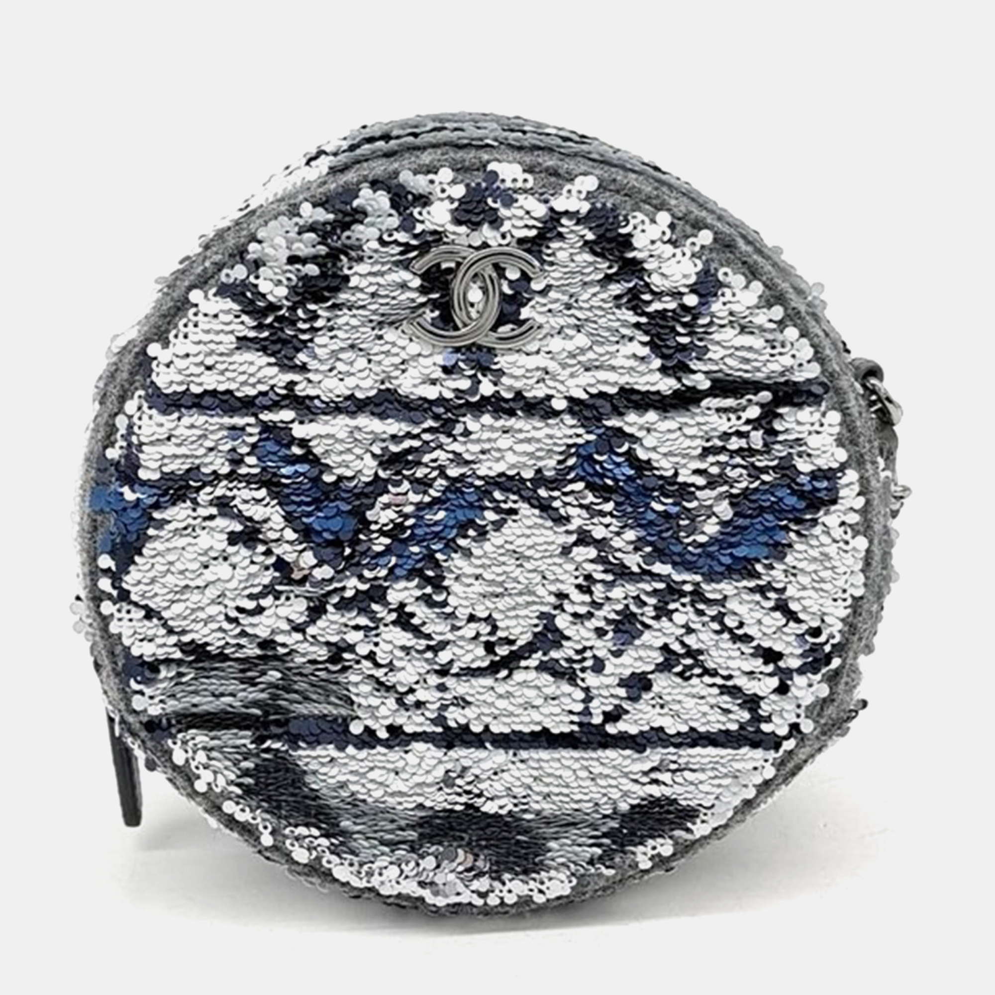 Pre-owned Chanel Sequin Round Mini Cross Bag In Multicolor