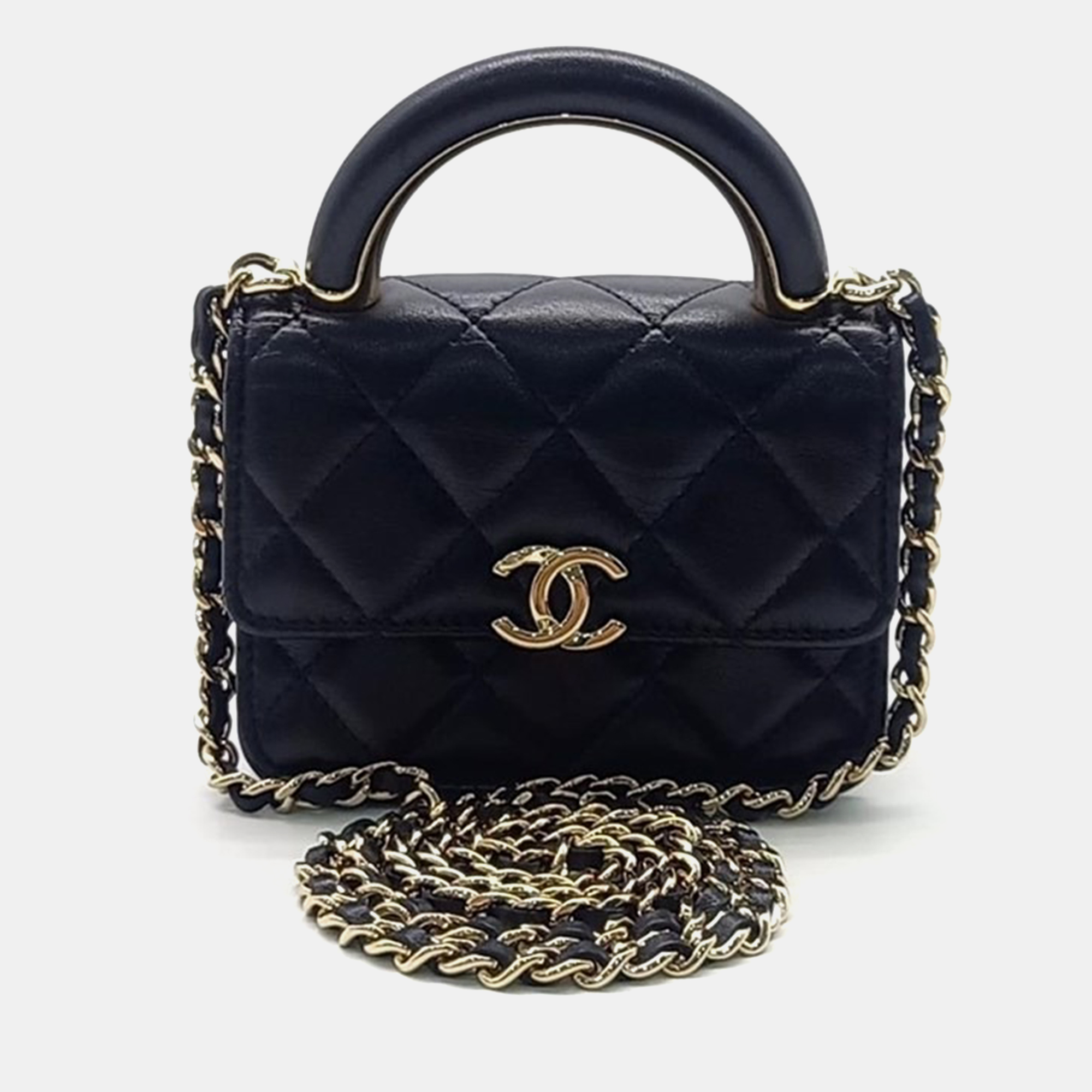 

Chanel Black Leather Mini Chain Crossbody Bag
