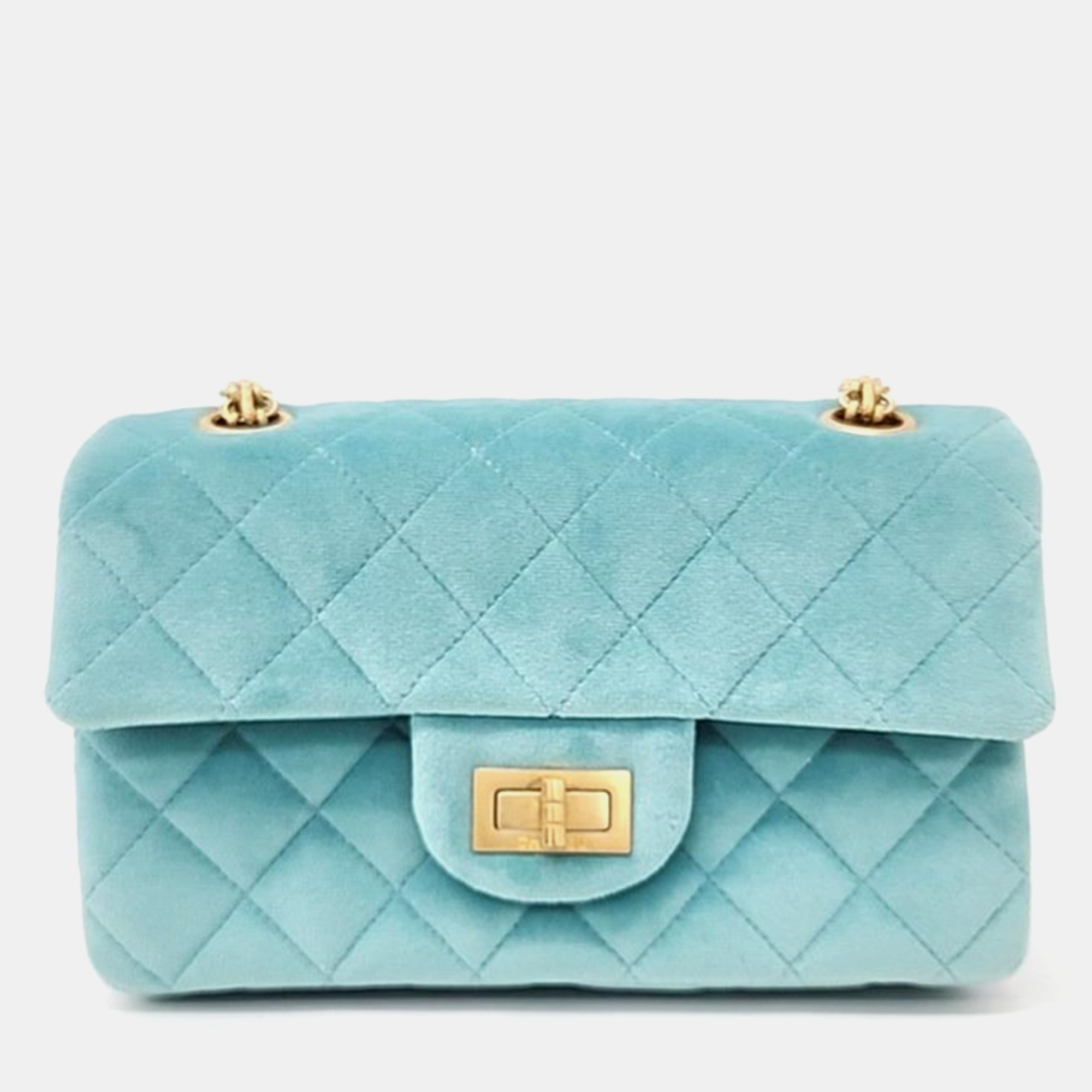 

Chanel Mint Velvet Mini Reissue Flap Bag, Blue