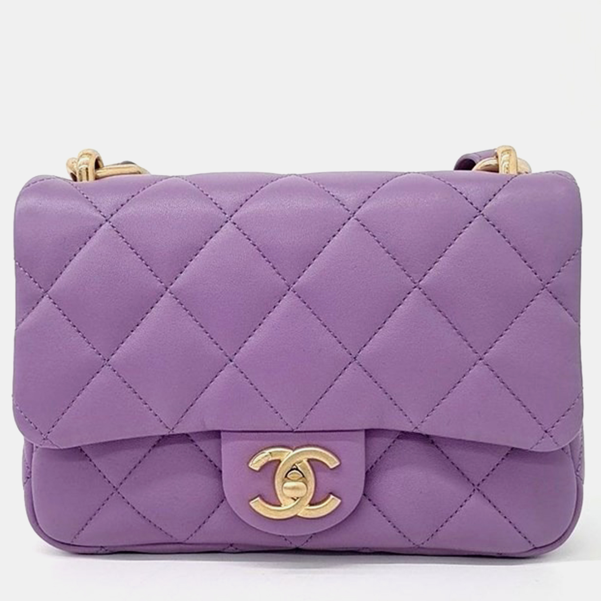 

Chanel Purple Leather Mini Square Flap Shoulder Bag
