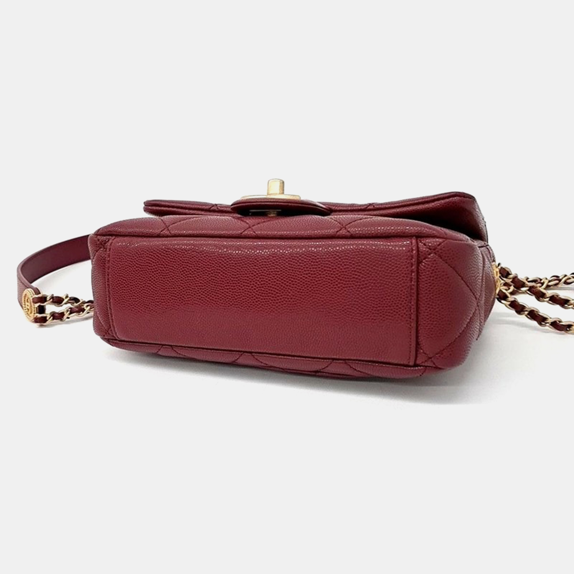Chanel Red Caviar Leather Double Chain Bag 