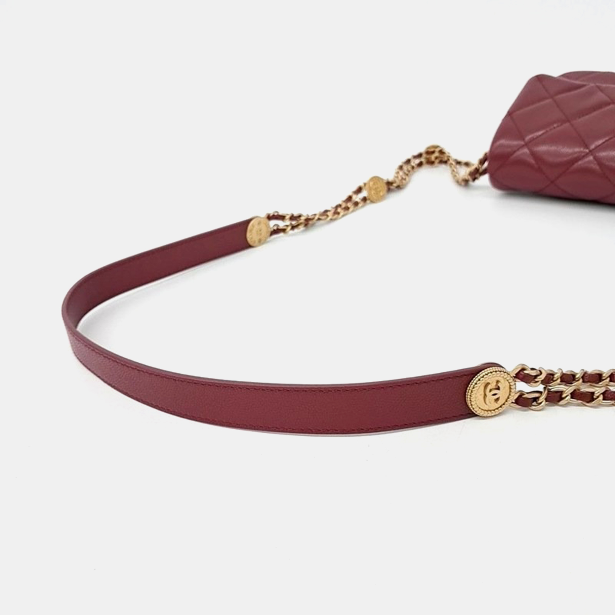 Chanel Red Caviar Leather Double Chain Bag 