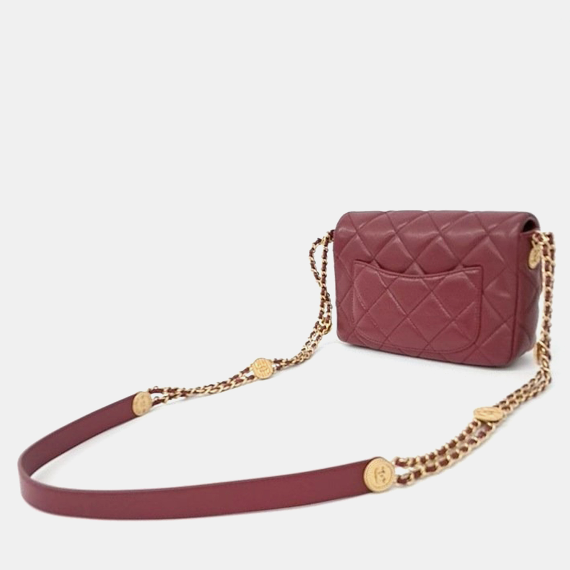 Chanel Red Caviar Leather Double Chain Bag 