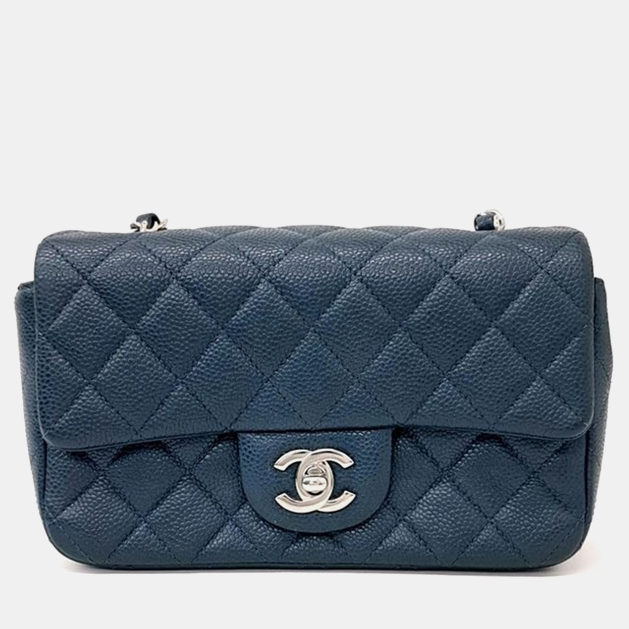 

Chanel Caviar Classic New Mini Cross Bag, Navy blue