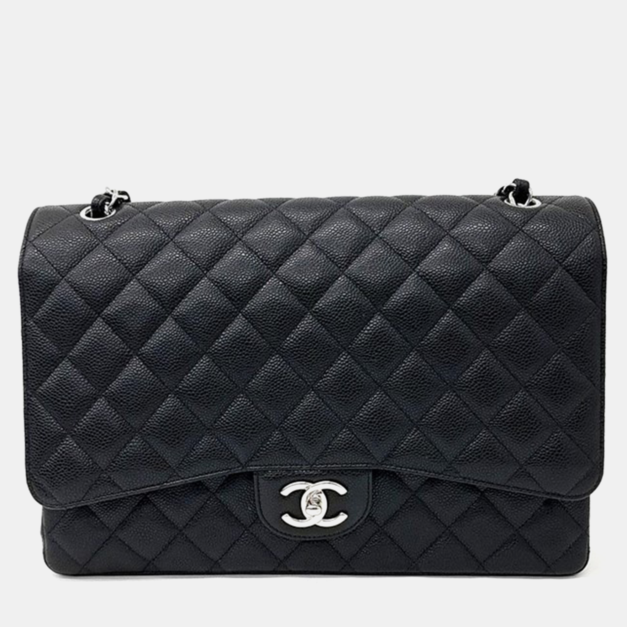 

Chanel Black Caviar Leather Maxi Classic Double Flap Shoulder Bag