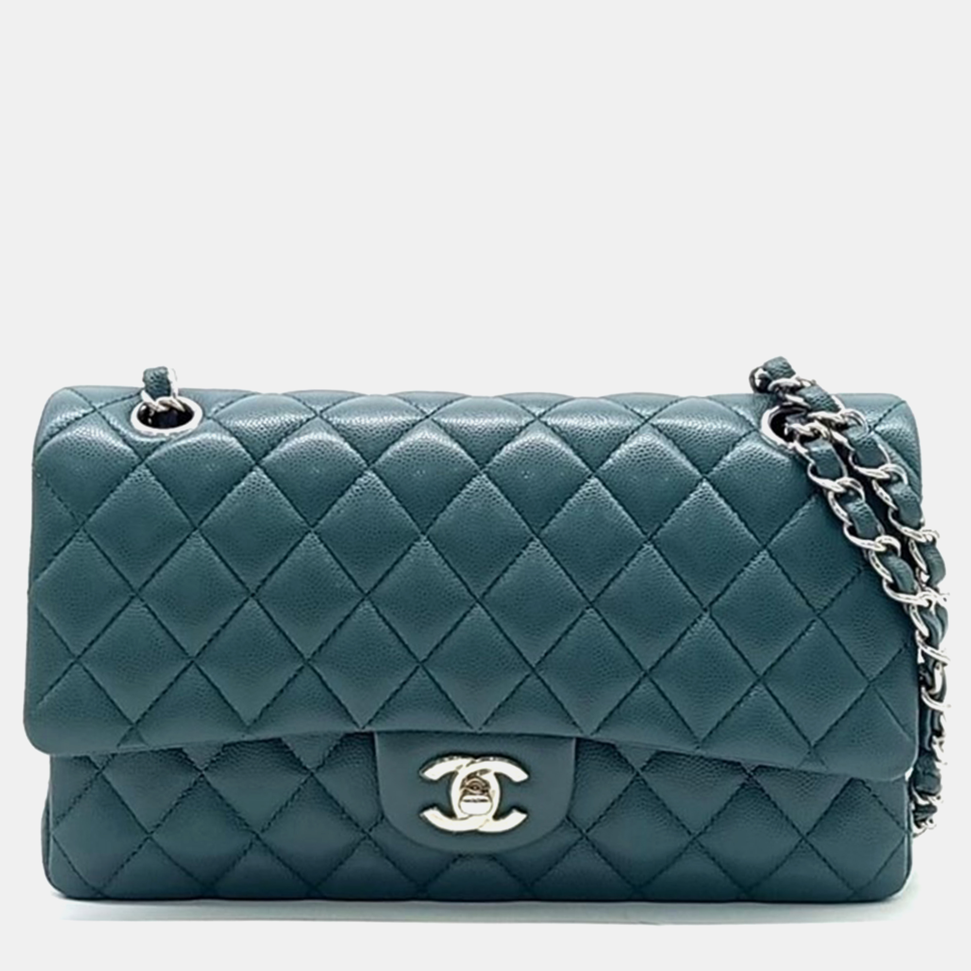 

Chanel Green Caviar Leather Classic Medium Flap Bag