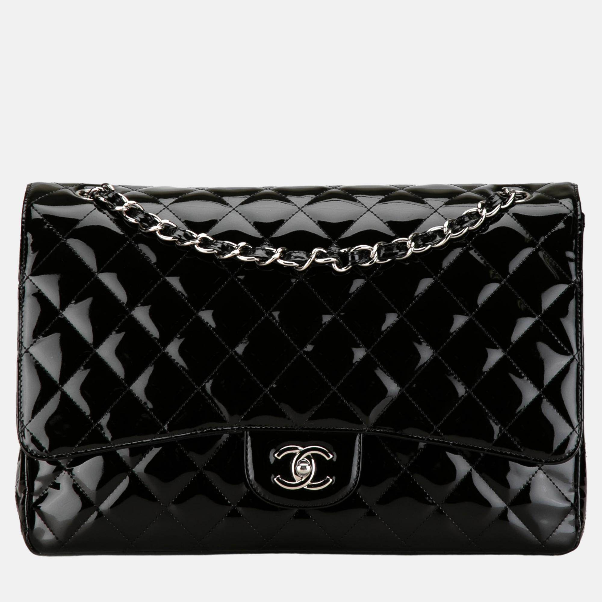 

Chanel Black Maxi Classic Patent Single Flap