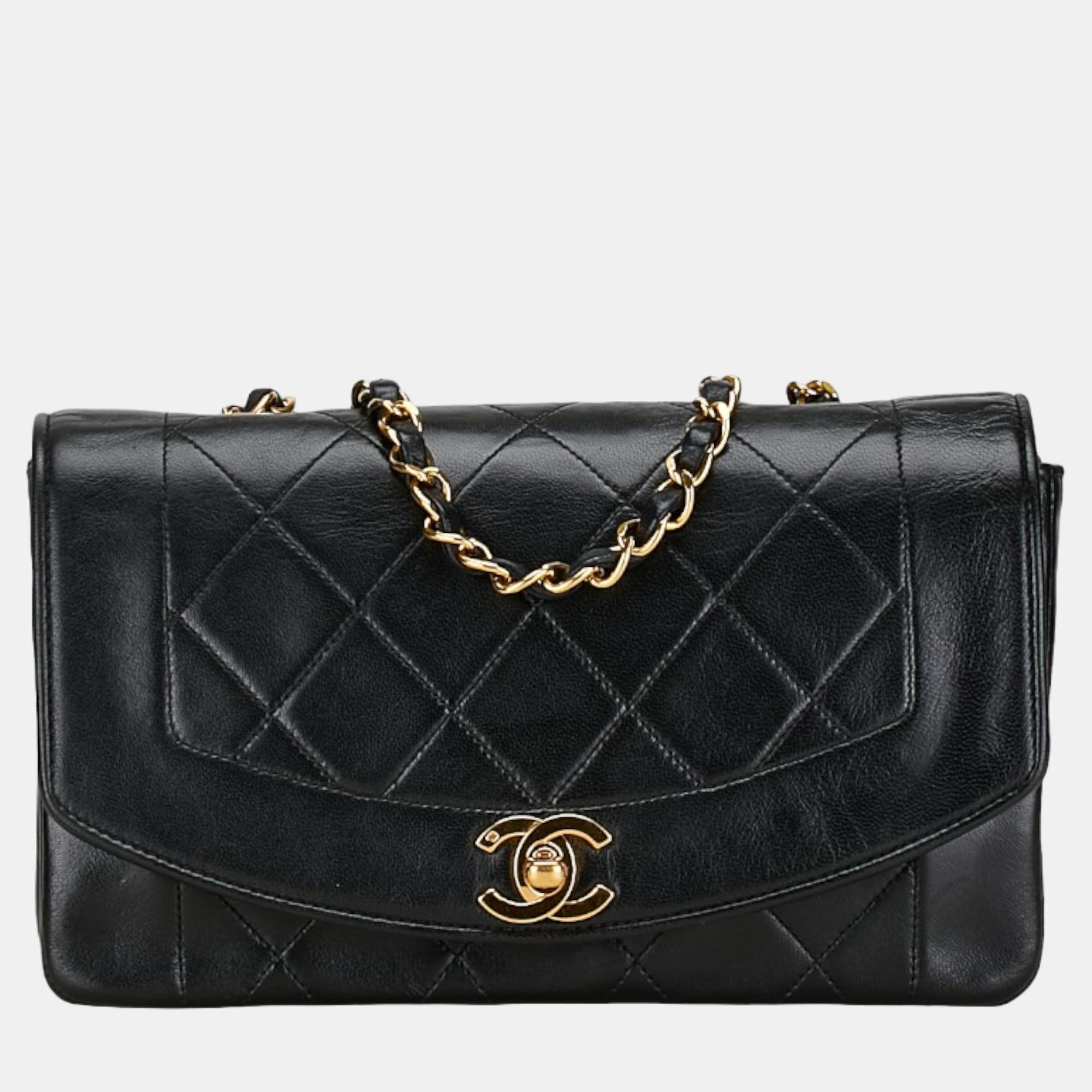 

Chanel Black Lambskin Vintage Diana Shoulder Bag