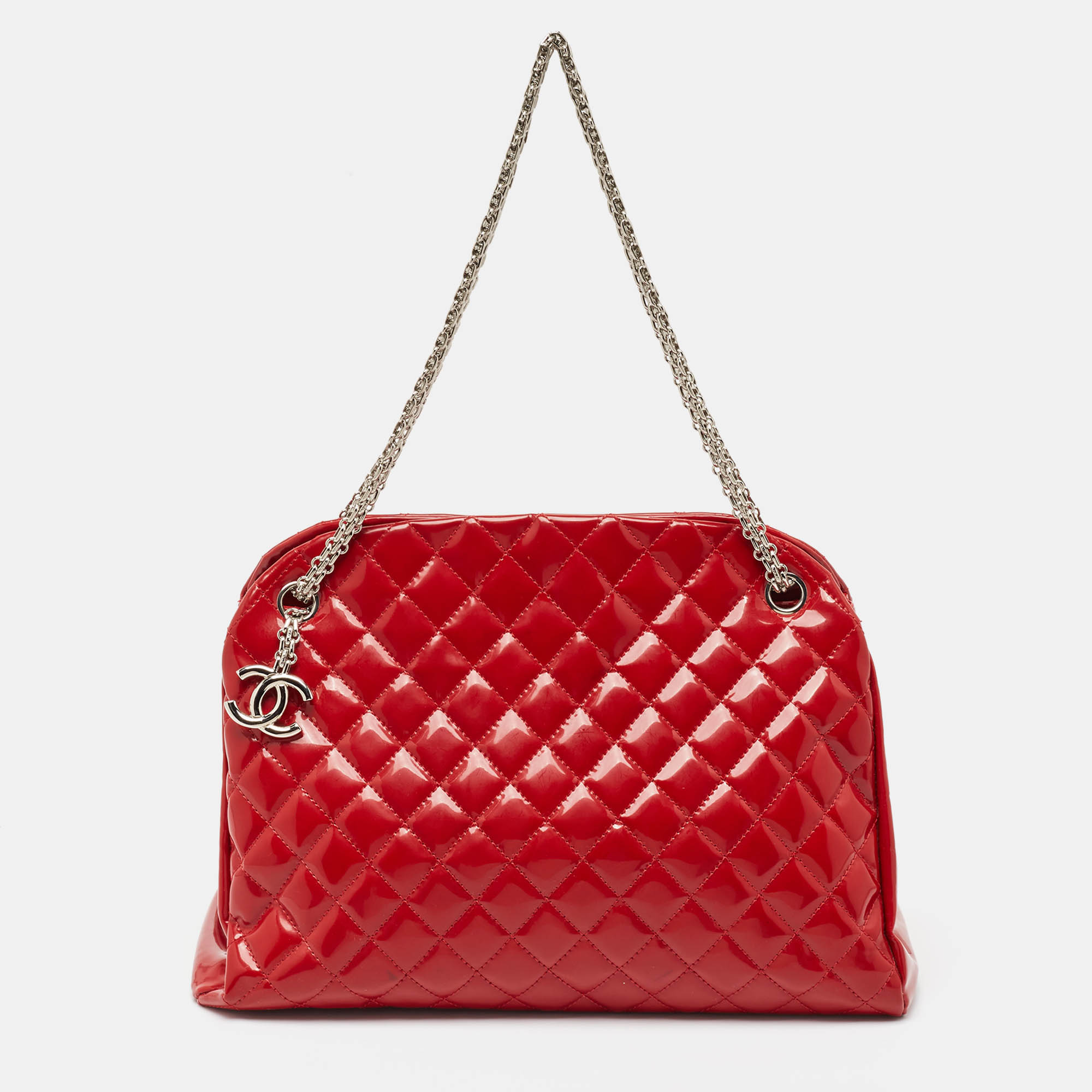 

Chanel Red Quilted Patent Leather Large Just Mademoiselle Bag