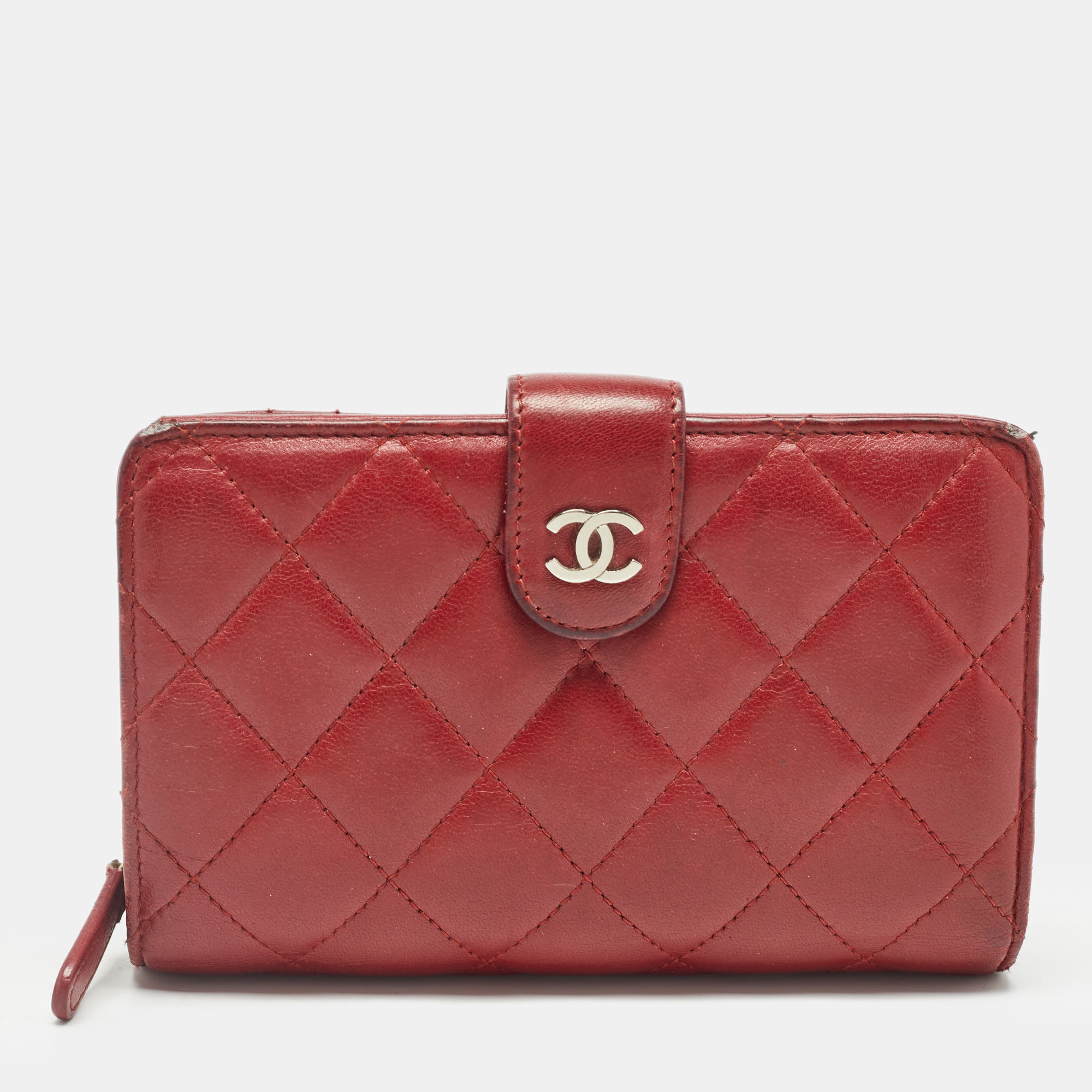 

Chanel Red Quilted Leather CC French Wallet