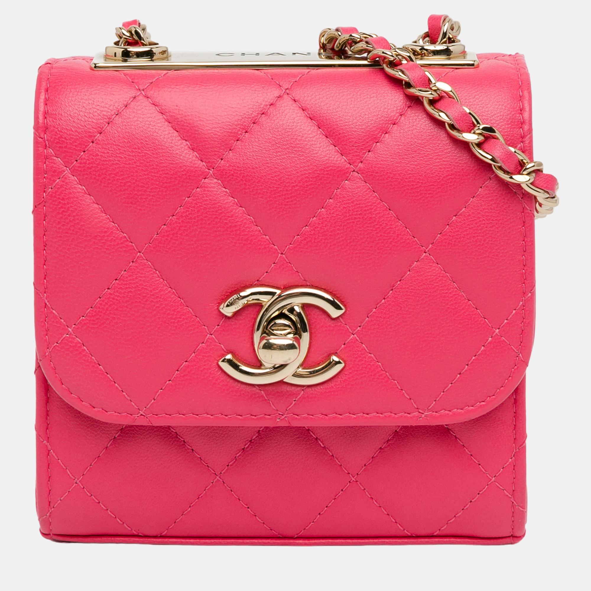 

Chanel Pink Mini Lambskin Trendy CC Clutch With Chain