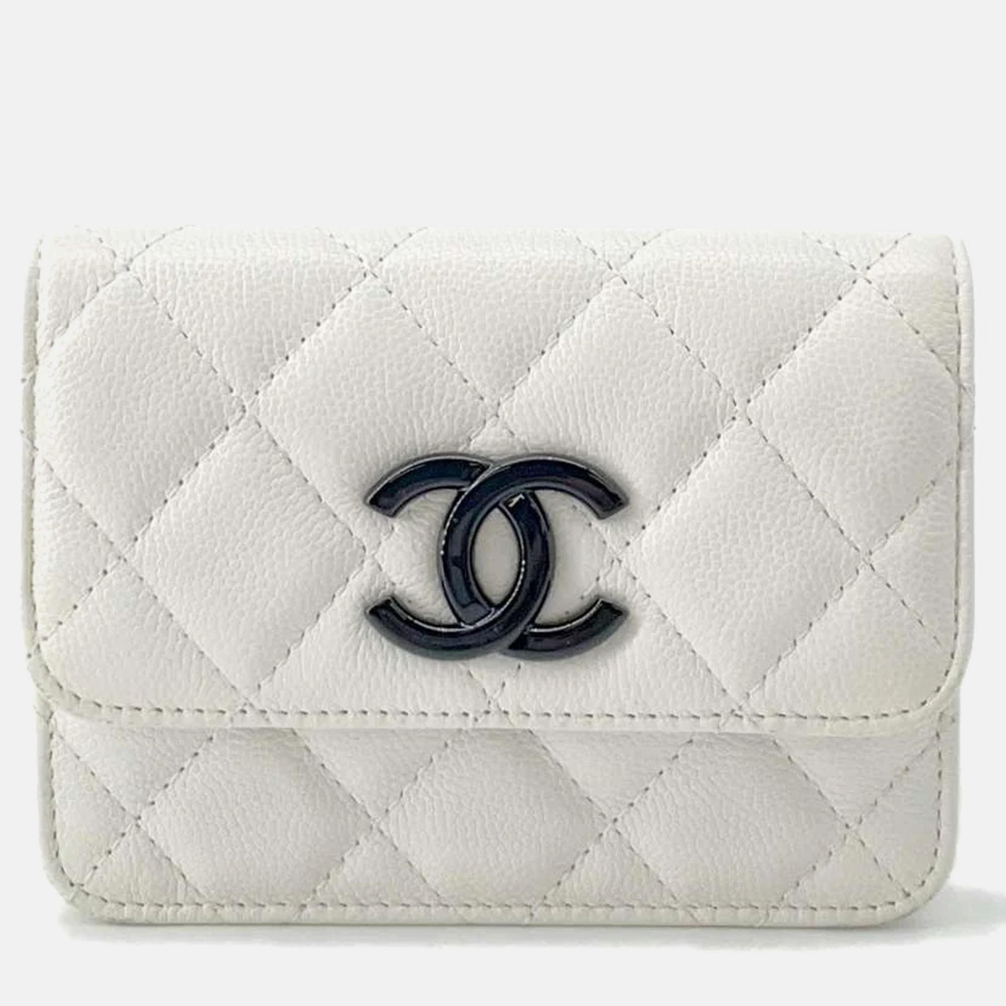 

Chanel White Leather My Everything Flap Belt Bag