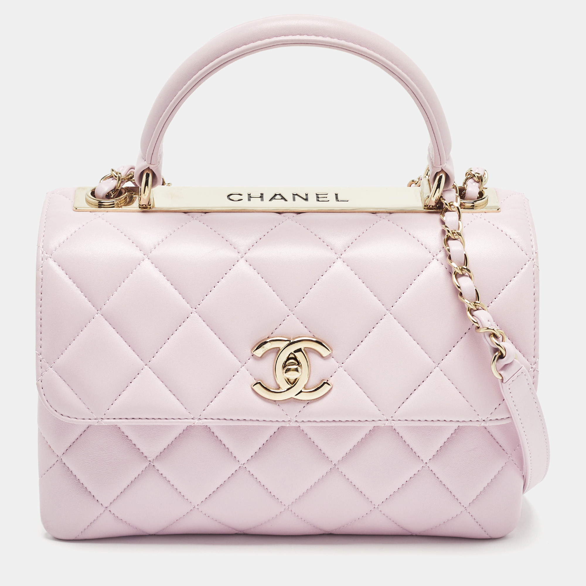 

Chanel Light Pink Quilted Leather  Trendy CC Top Handle Bag