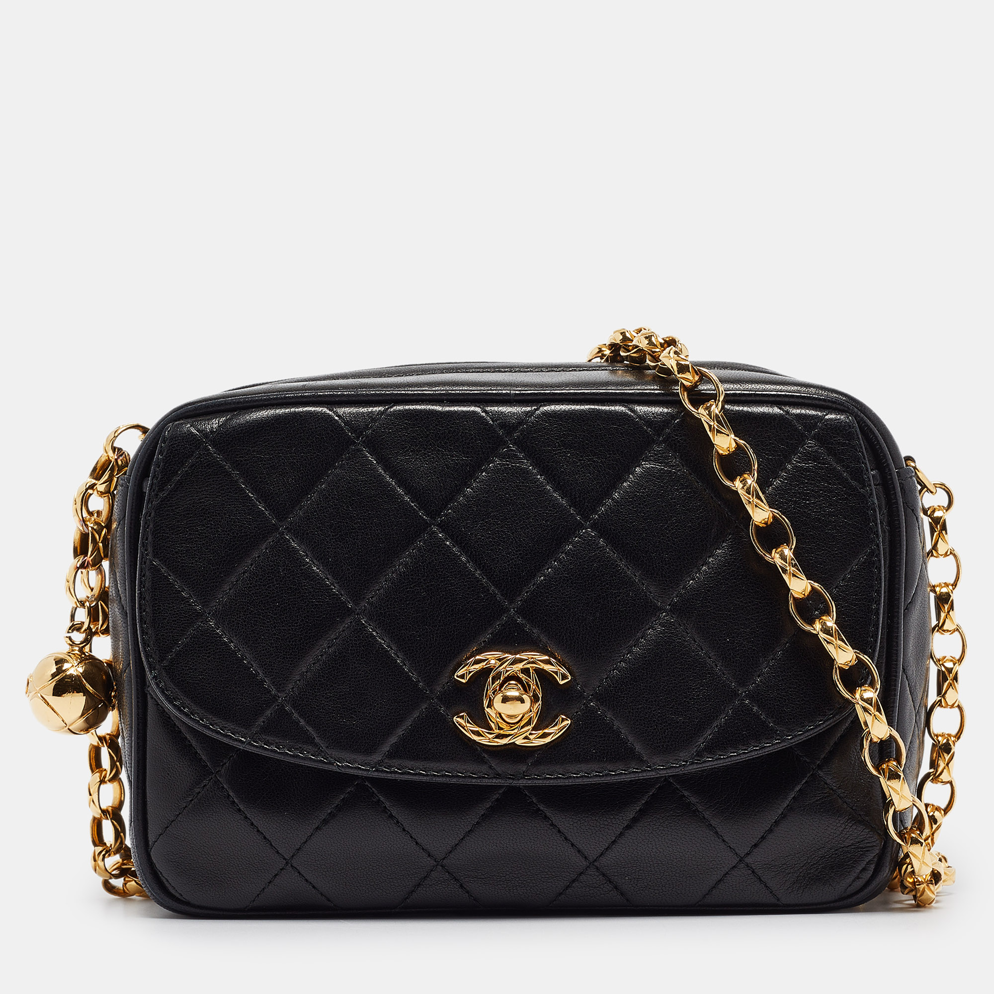 

Chanel Black Quilted Leather CC Flap Camera Bag