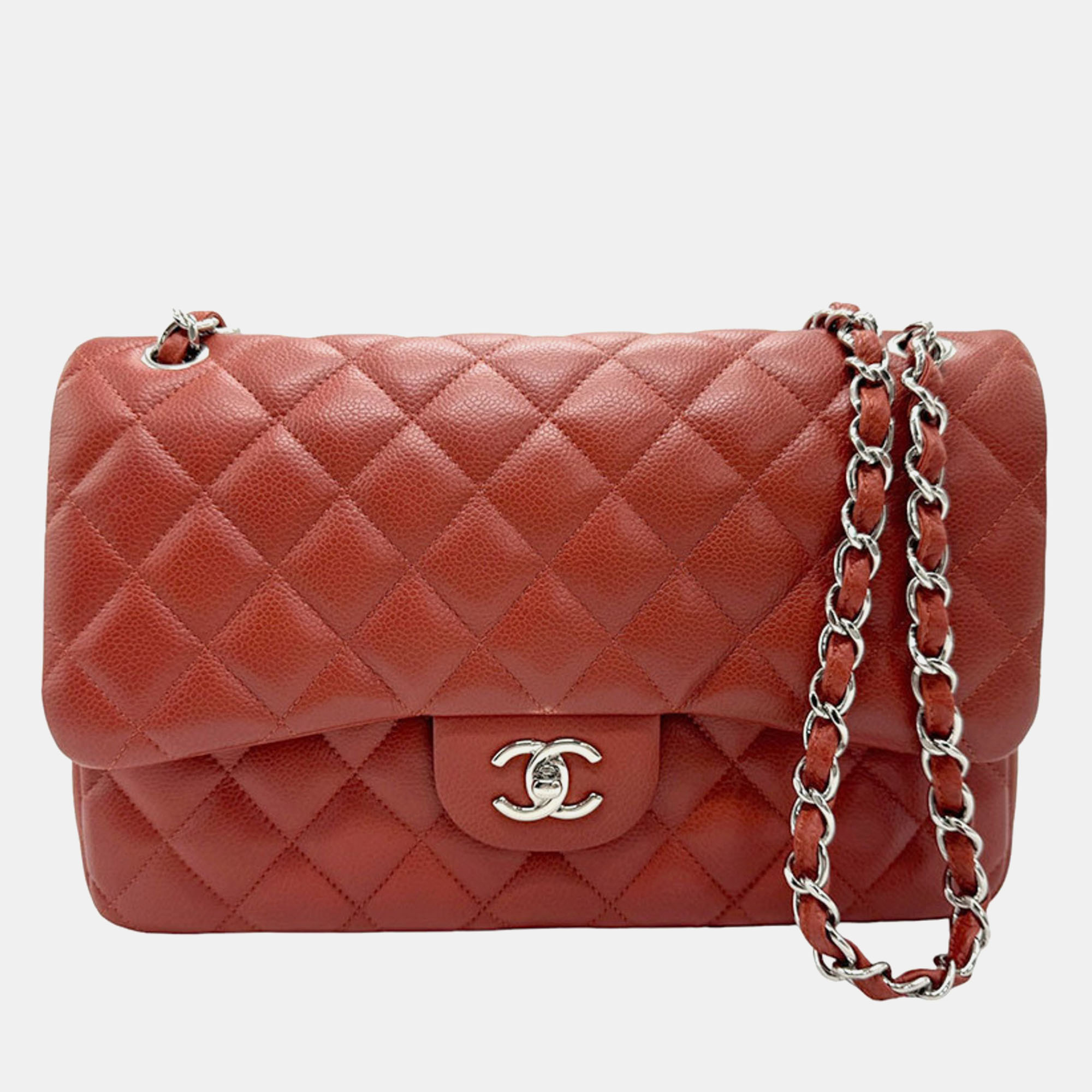 

Chanel Red Caviar Leather  Classic Double Flap Shoulder Bag