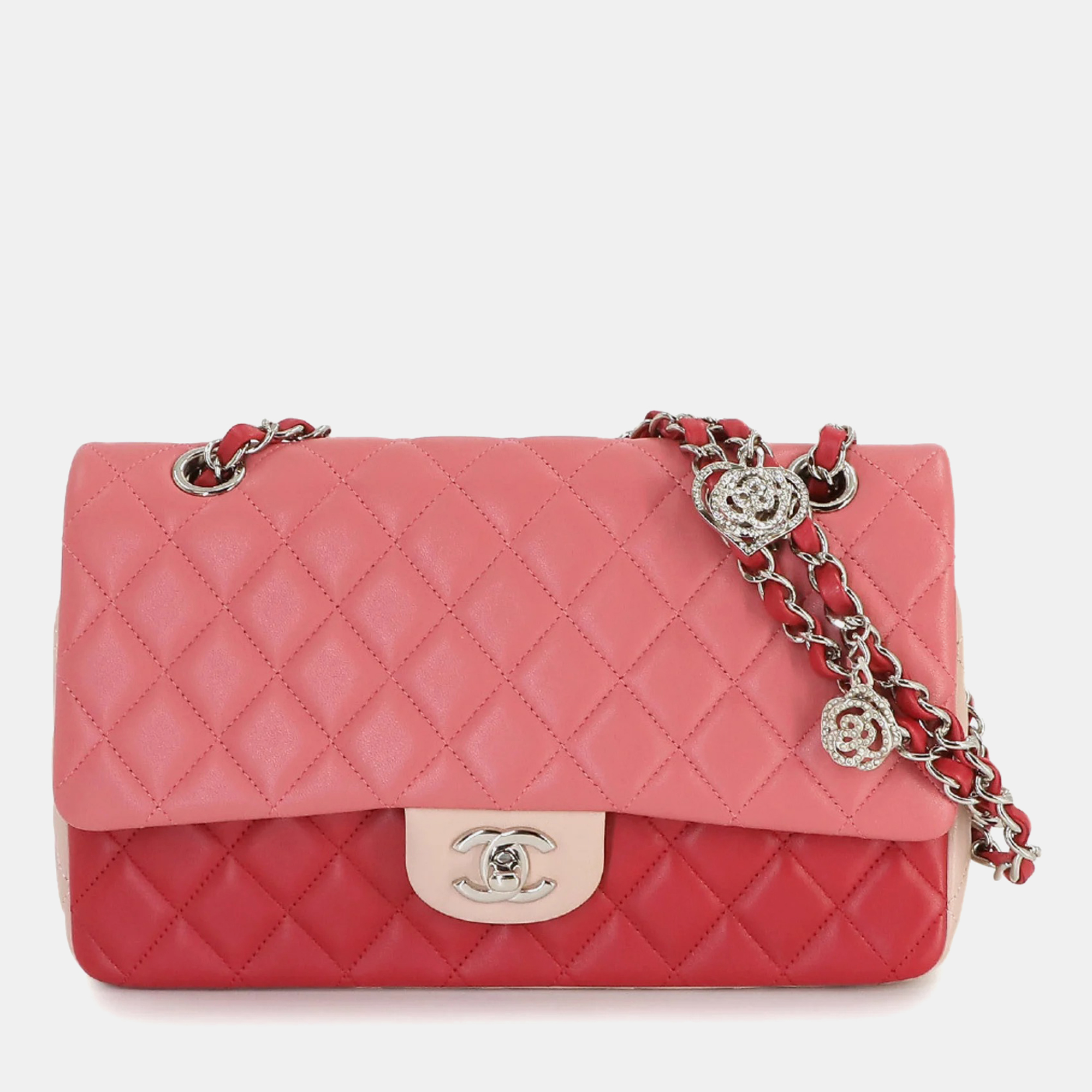 

Chanel Multi-Pink Quilted Lambskin  Classic Valentine Charm Single Flap Bag