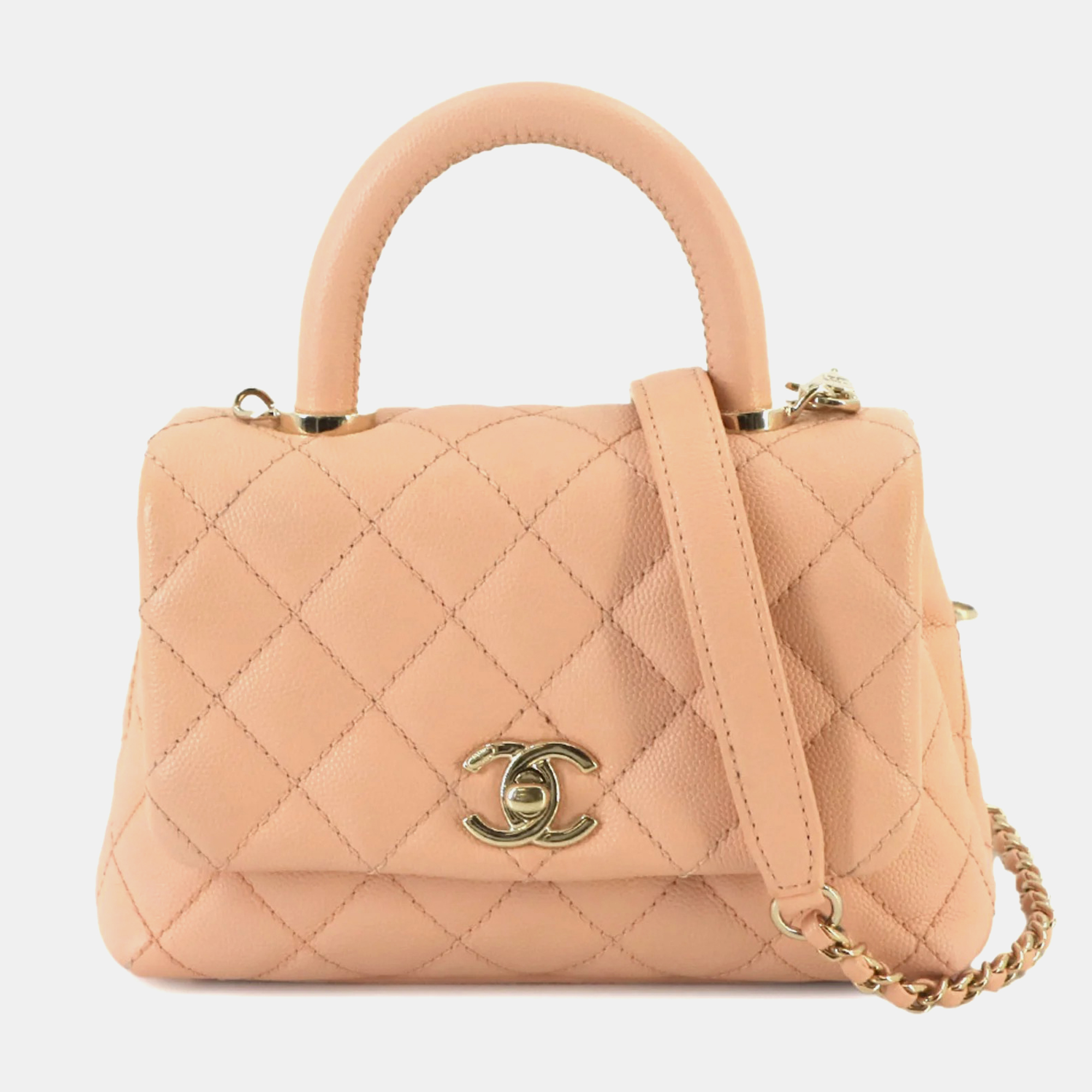 

Chanel Pink Leather MIni Coco Handle Top Handle Bag