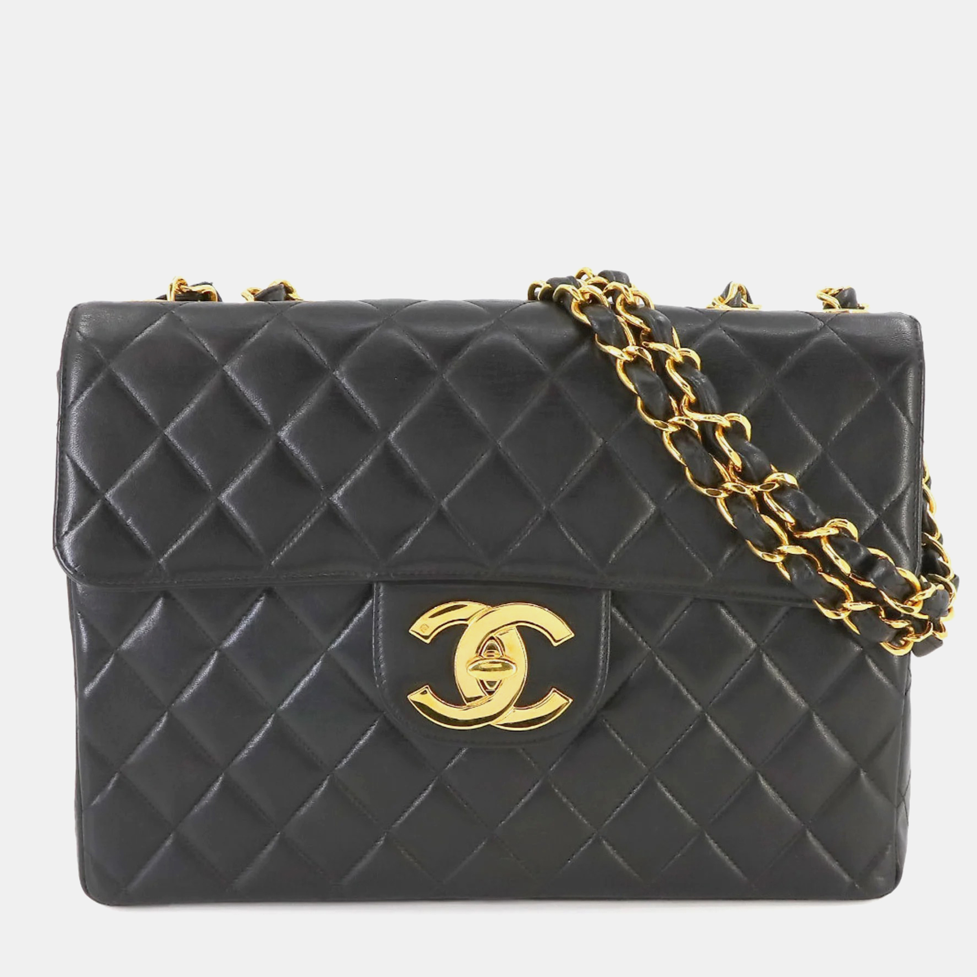 

Chanel Black Leather Quilted Deca Shoulder Bag
